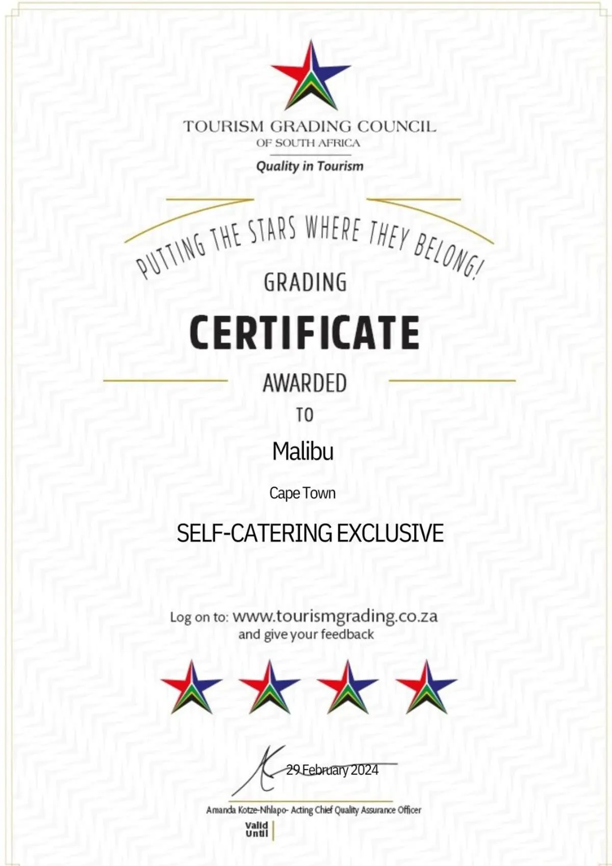 Certificate/Award in Malibu