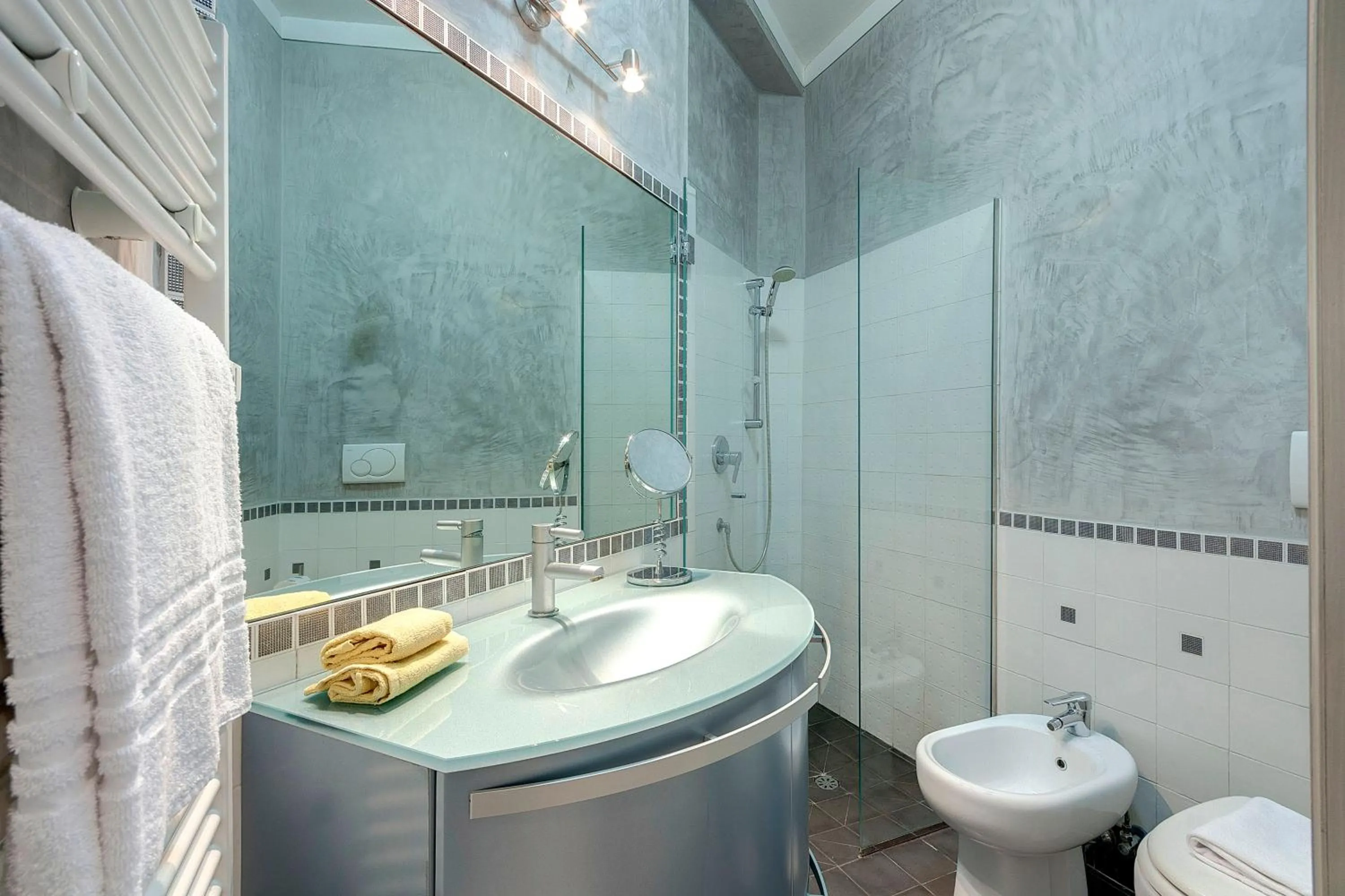 Shower in Binario9 Terrace Apartment by Mamo Florence