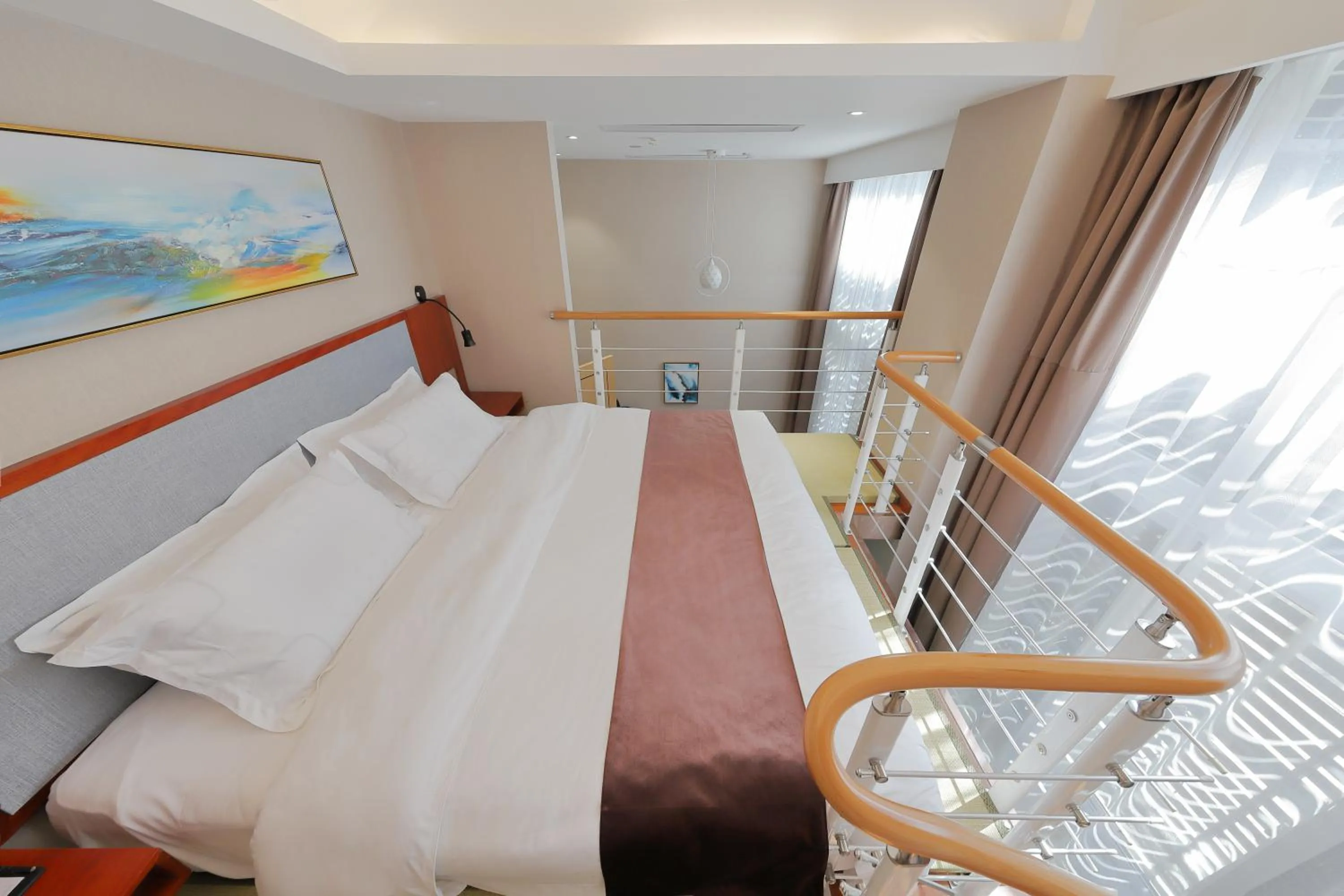 Bed in Mengguo Hotel Pudong Airport