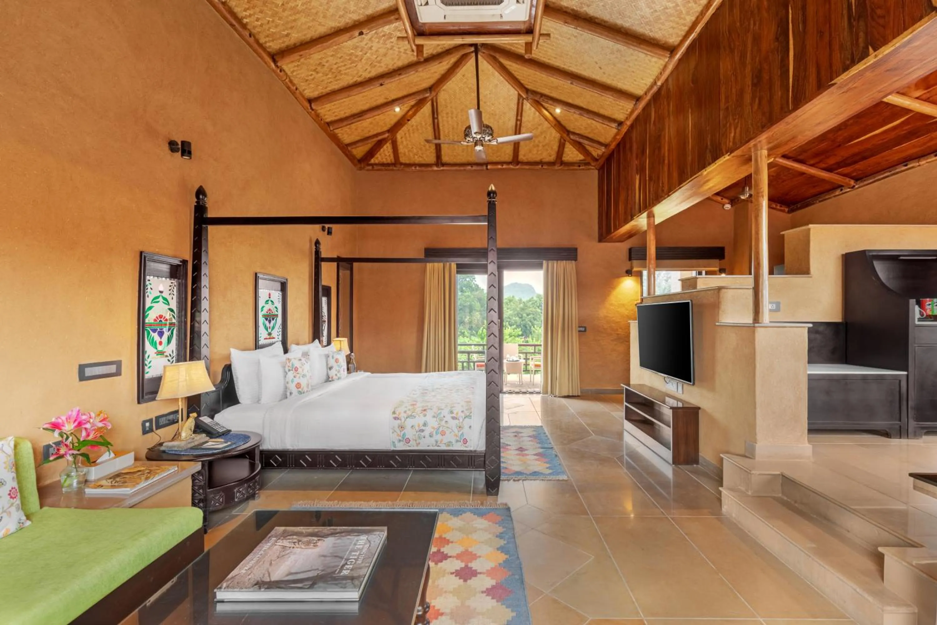 View (from property/room), Bed in AamaGhati Wildlife Resort, Ranthambore