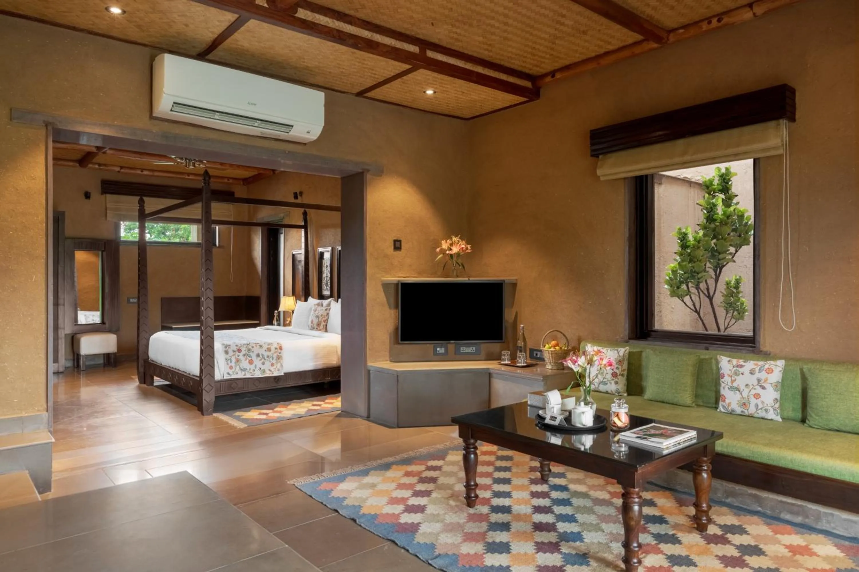 View (from property/room), Bed in AamaGhati Wildlife Resort, Ranthambore