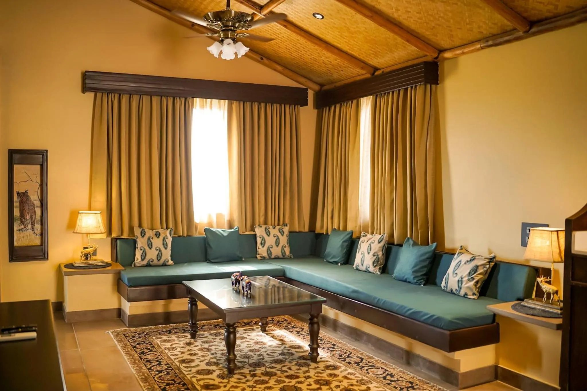 Living room in AamaGhati Wildlife Resort, Ranthambore