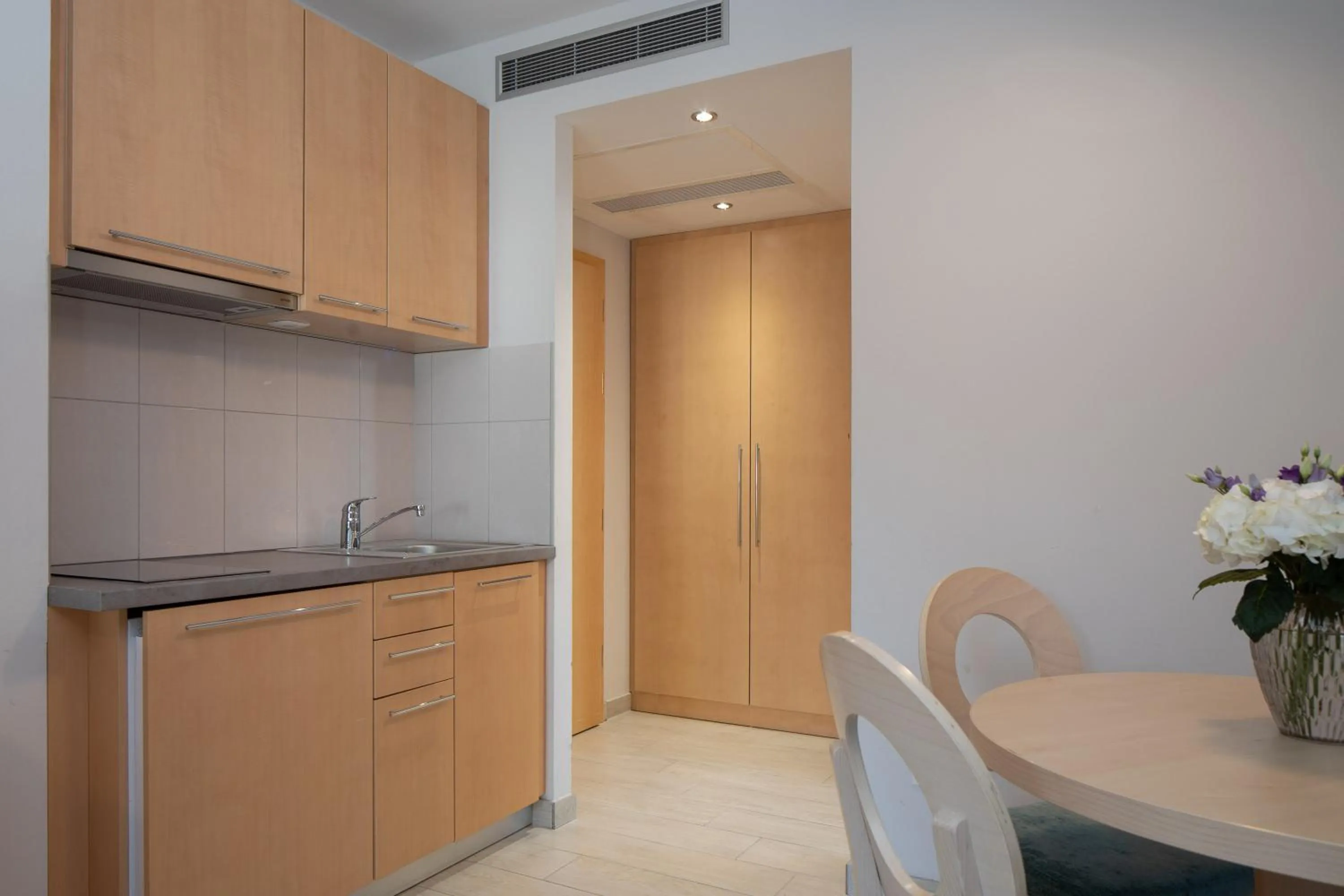 Kitchen or kitchenette in Aparthotel Flora