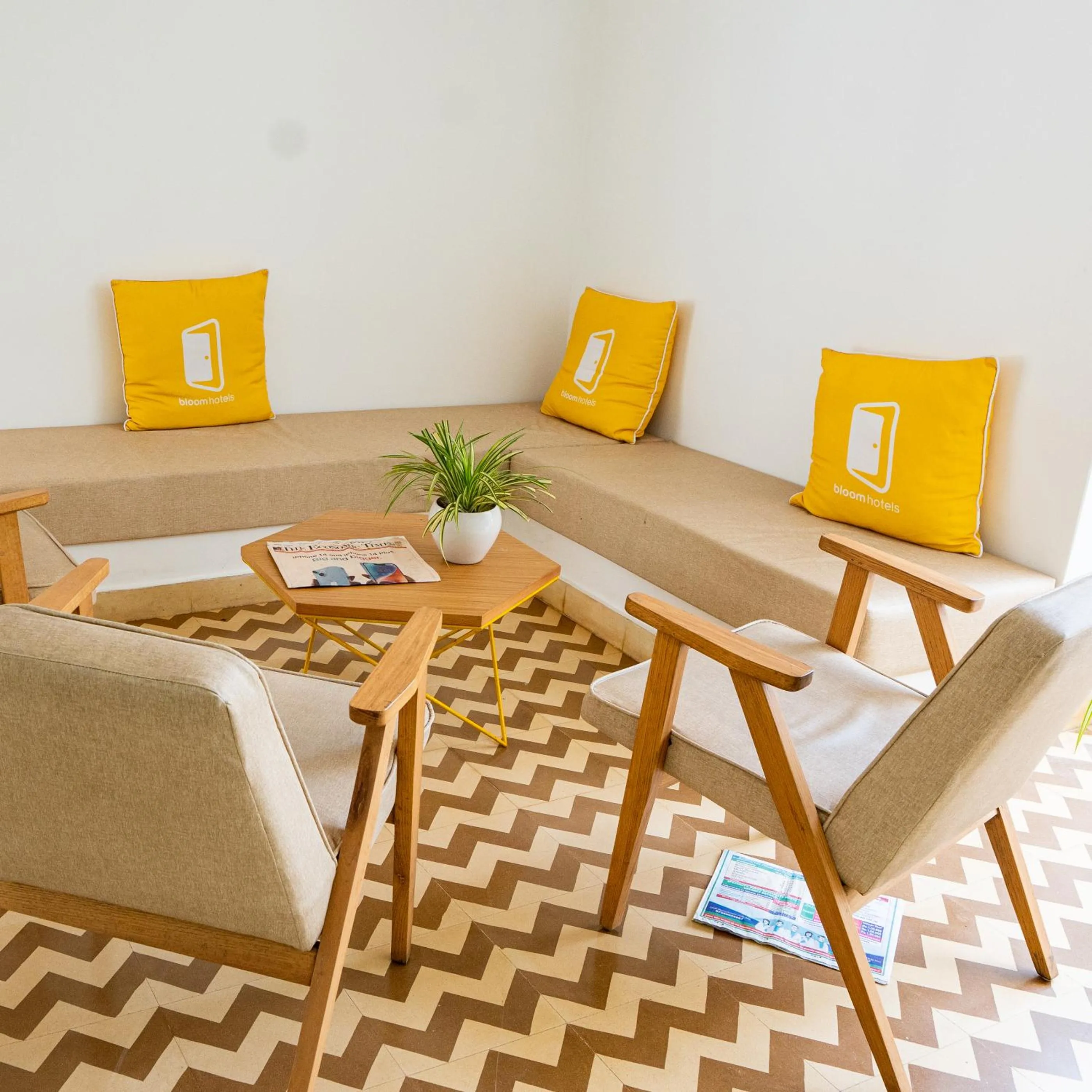 Seating area in Bloomrooms Calangute