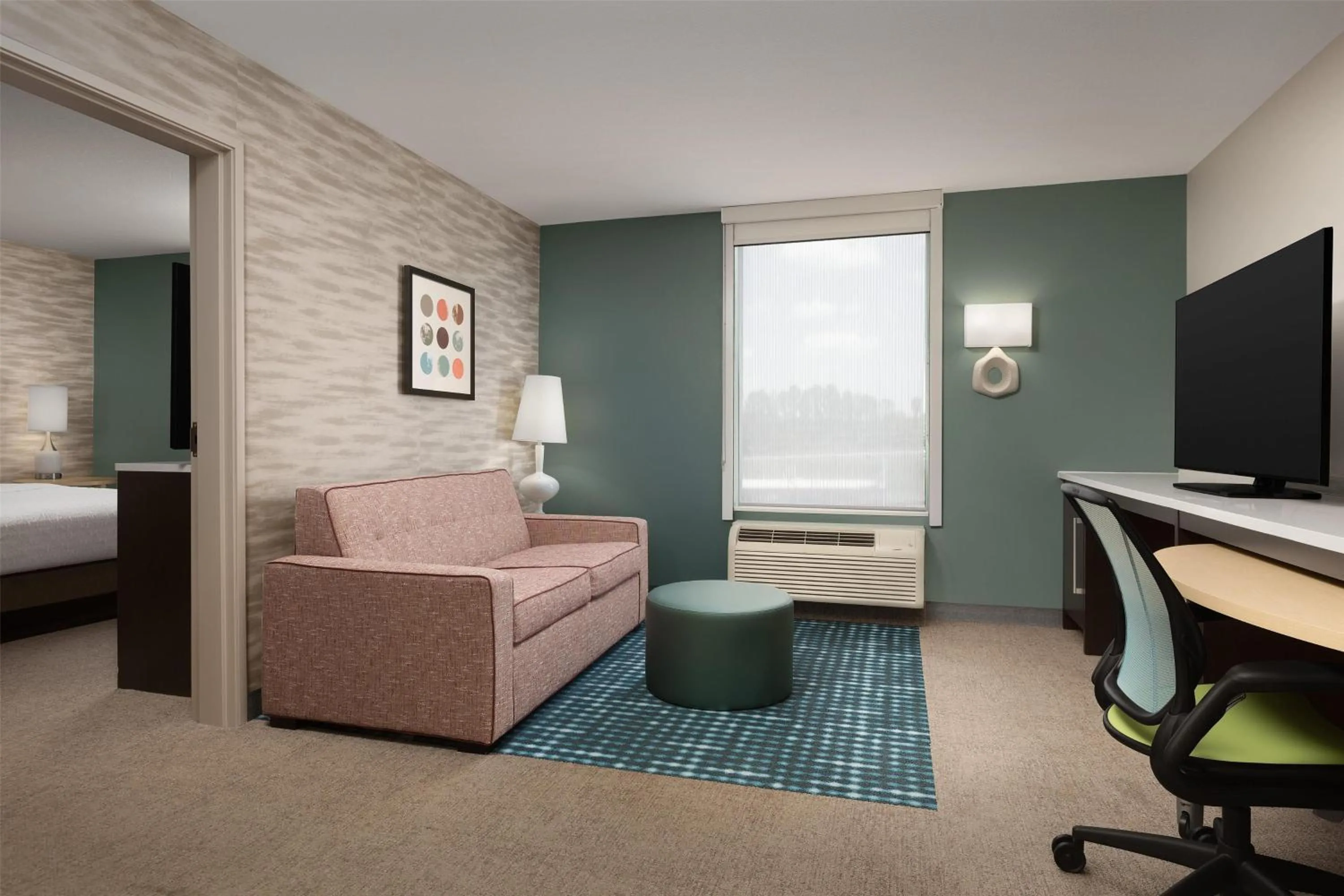 Living room, Bed in Home2 Suites by Hilton Huntsville Research Park Area, AL