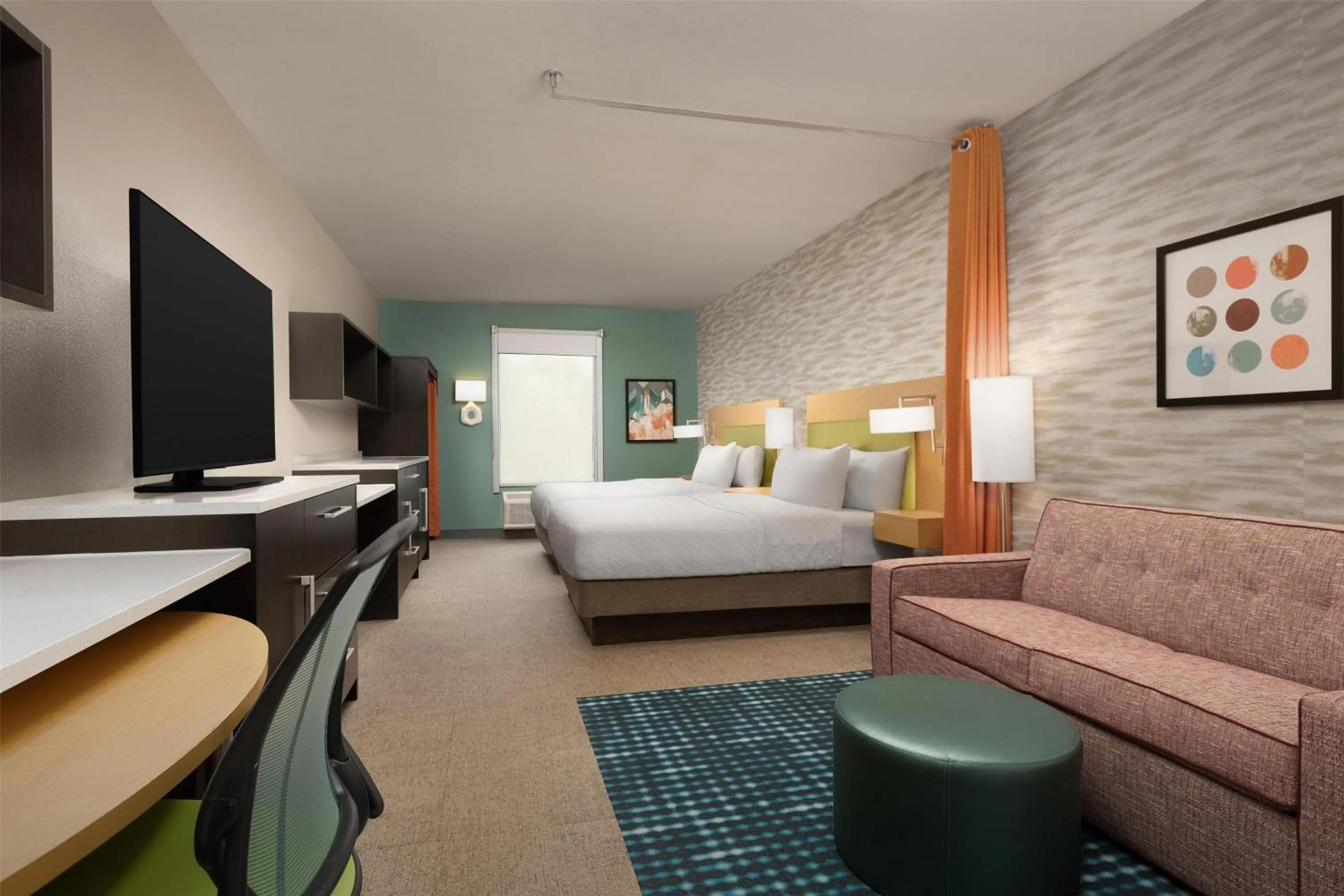 Living room, Bed in Home2 Suites by Hilton Huntsville Research Park Area, AL