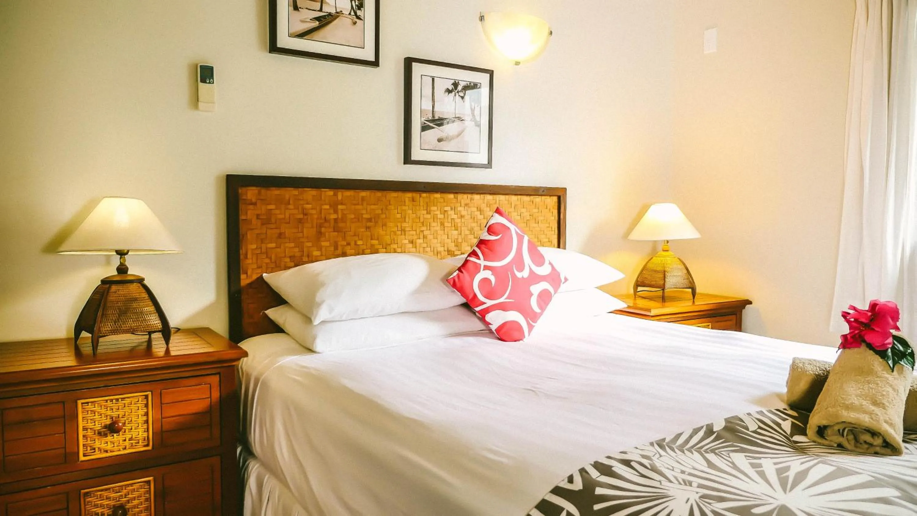 Patio, Bed in Muri Beach Resort