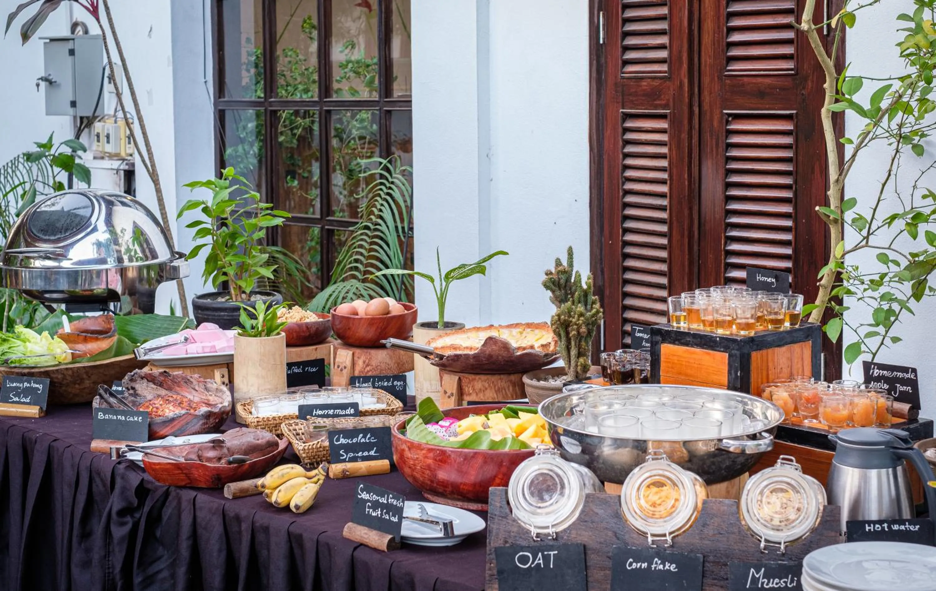Continental breakfast in Sanctuary Hotel Luang Prabang