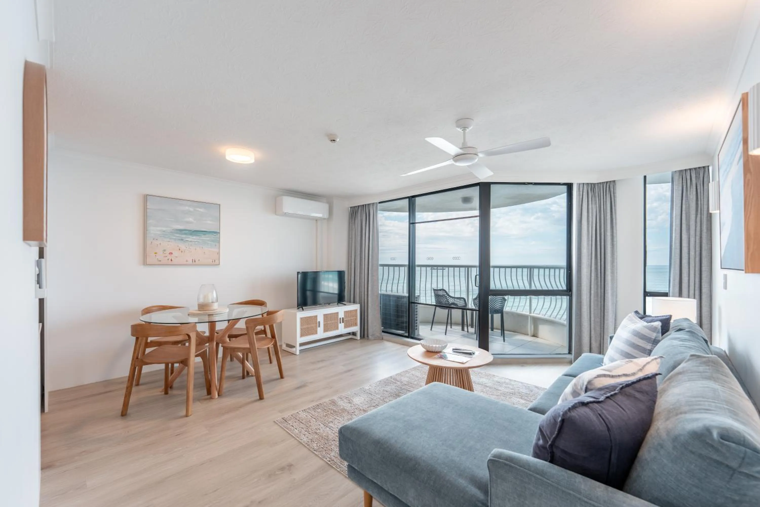Living room in Olympus Beachfront Apartments