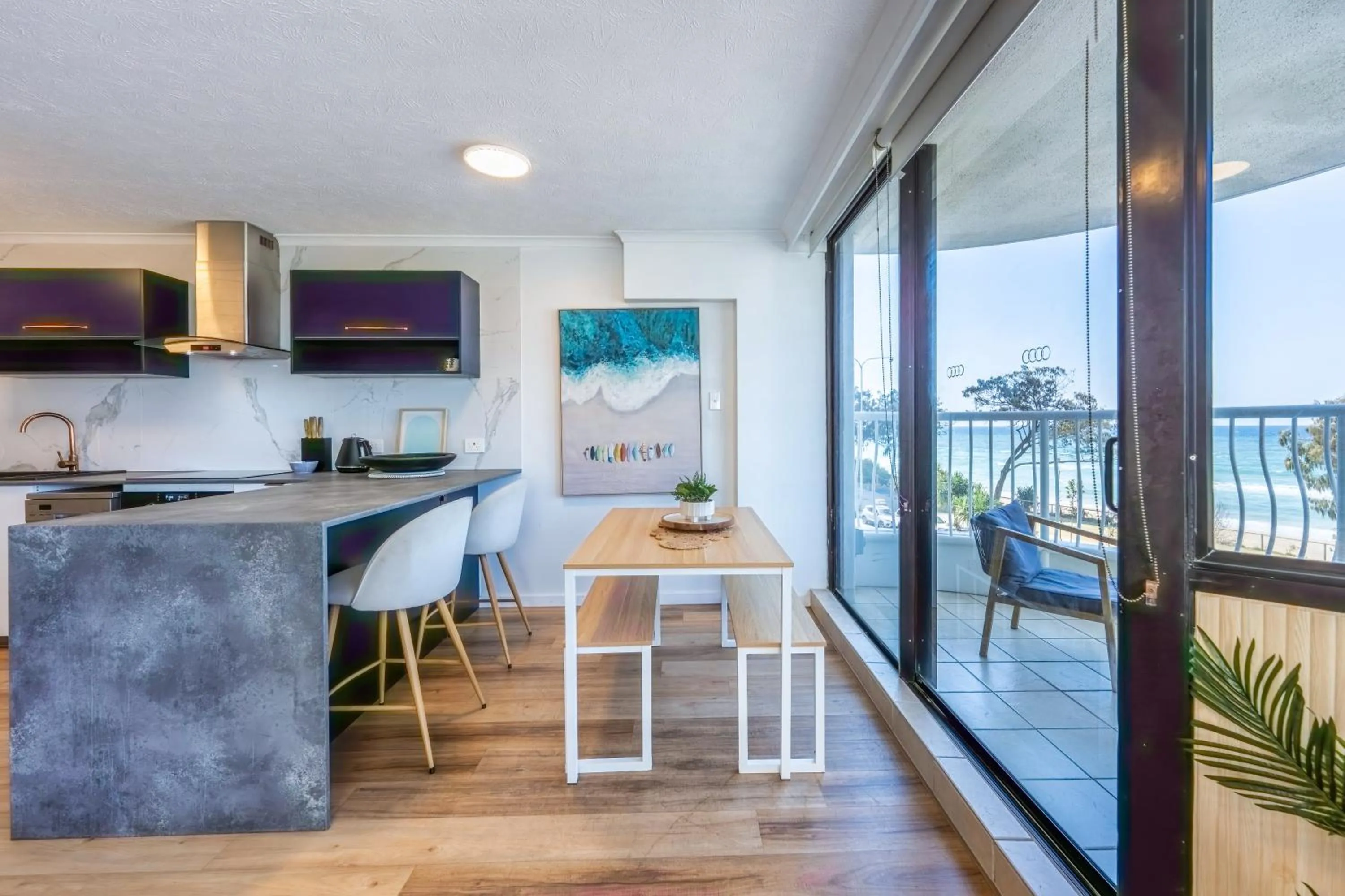 Dining area in Olympus Beachfront Apartments
