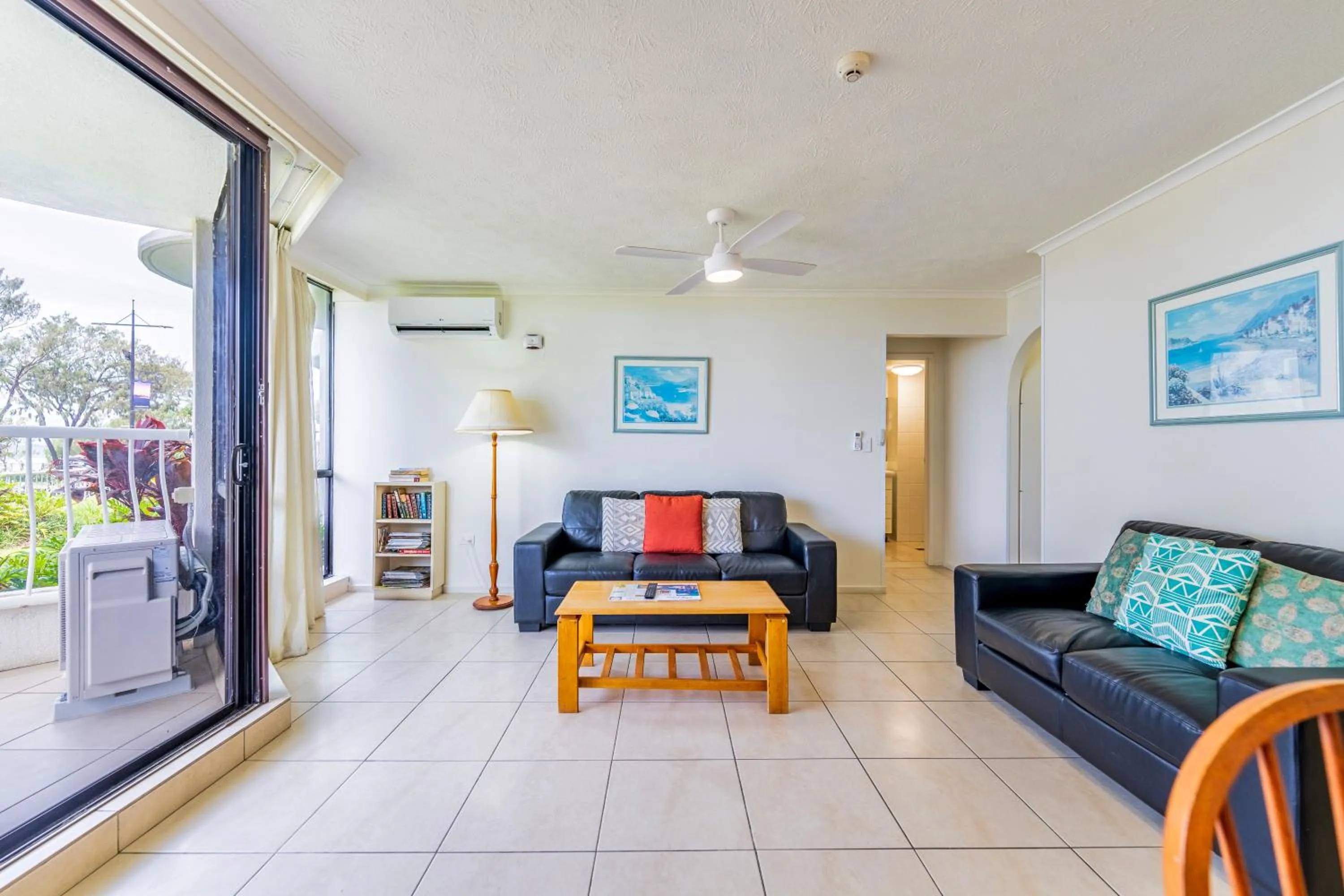 Living room in Olympus Beachfront Apartments