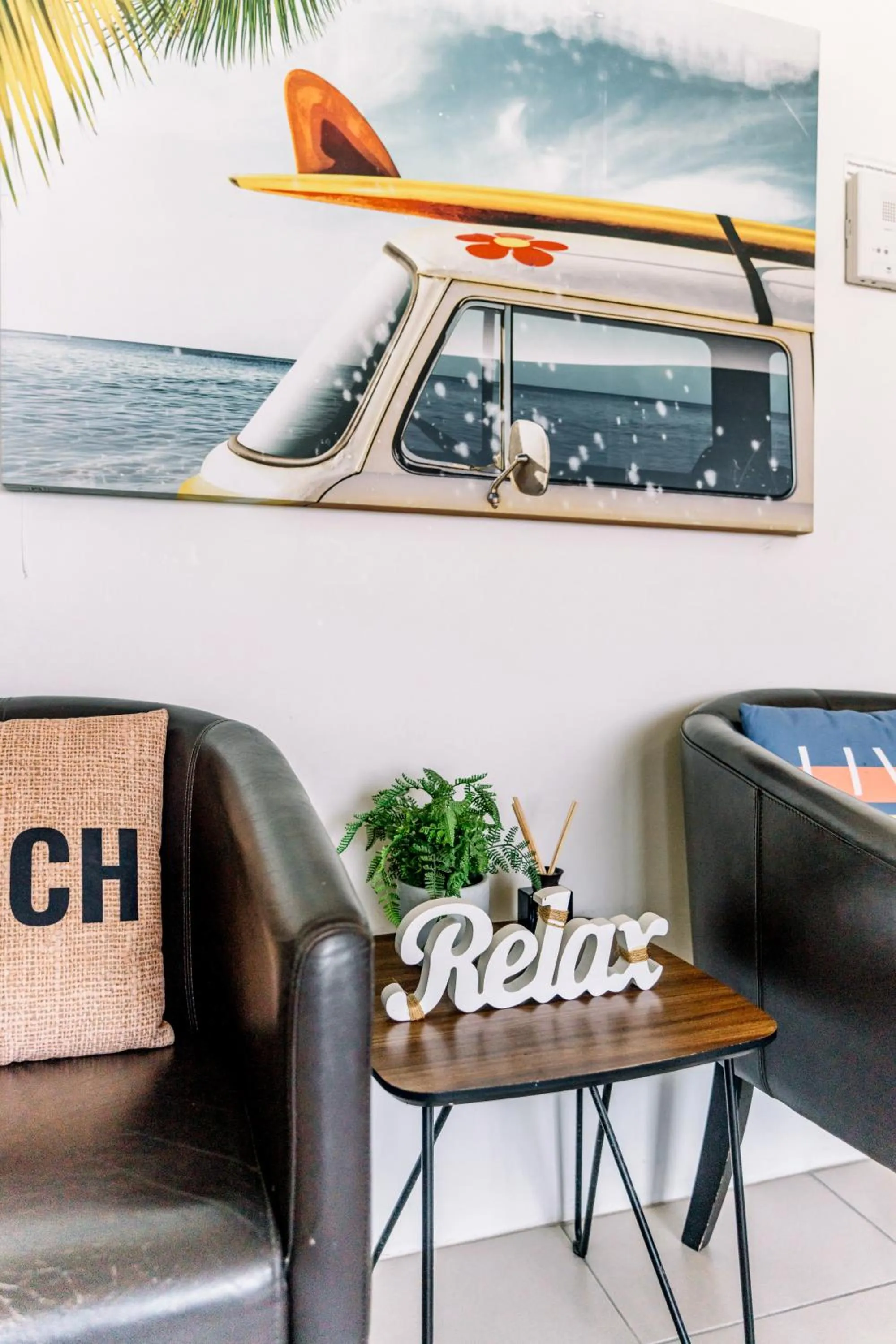 Living room in Olympus Beachfront Apartments