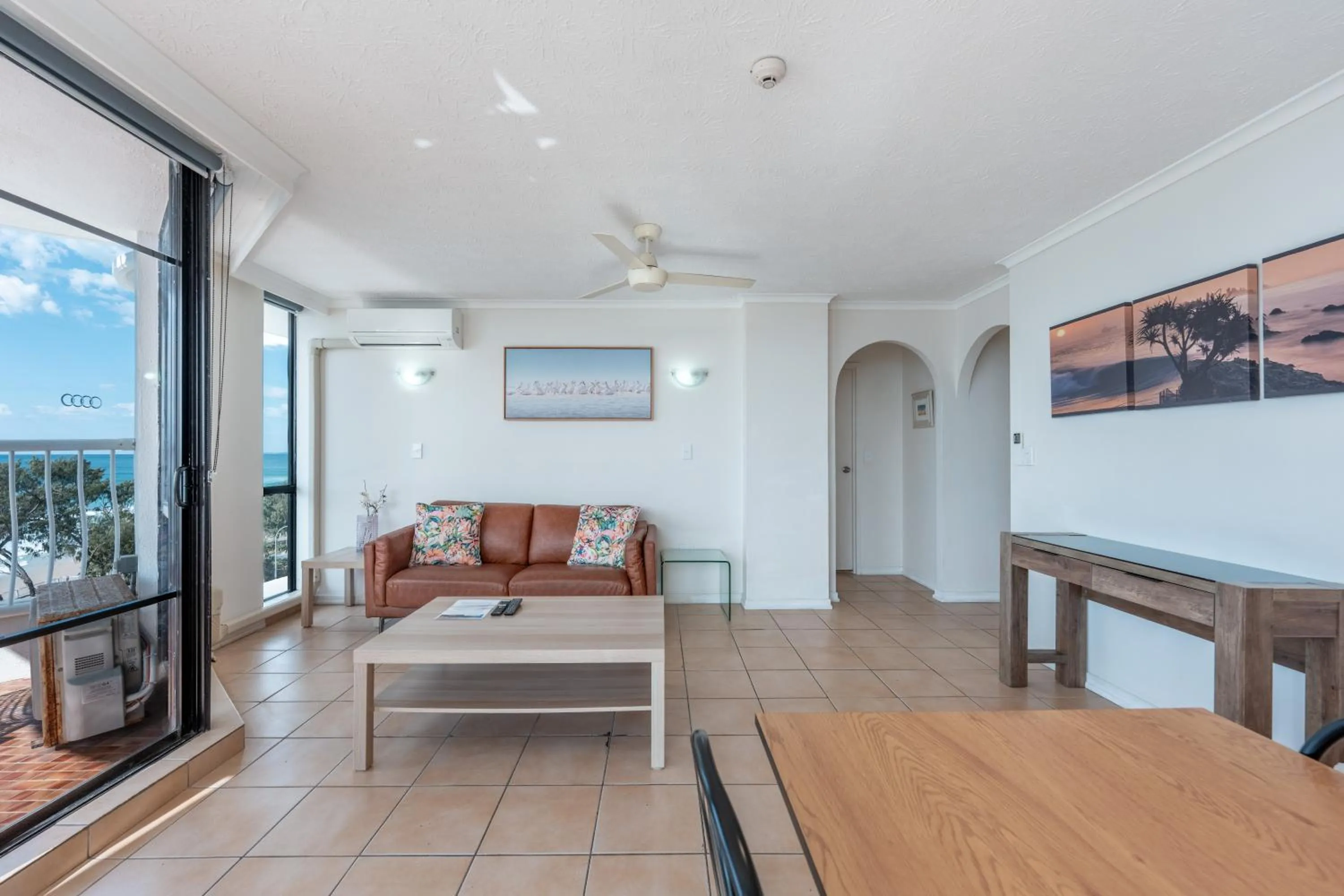 Living room in Olympus Beachfront Apartments