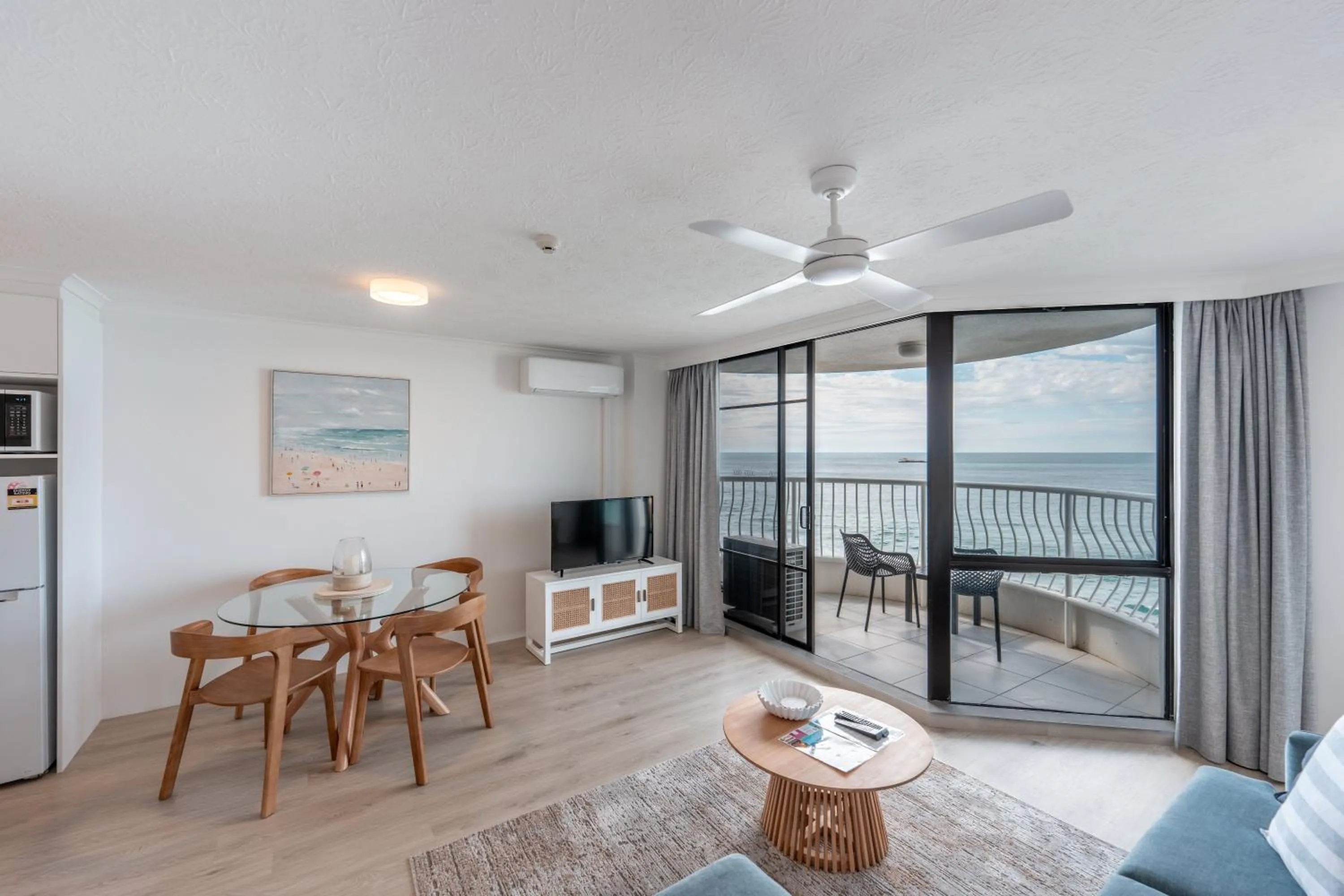 Living room in Olympus Beachfront Apartments
