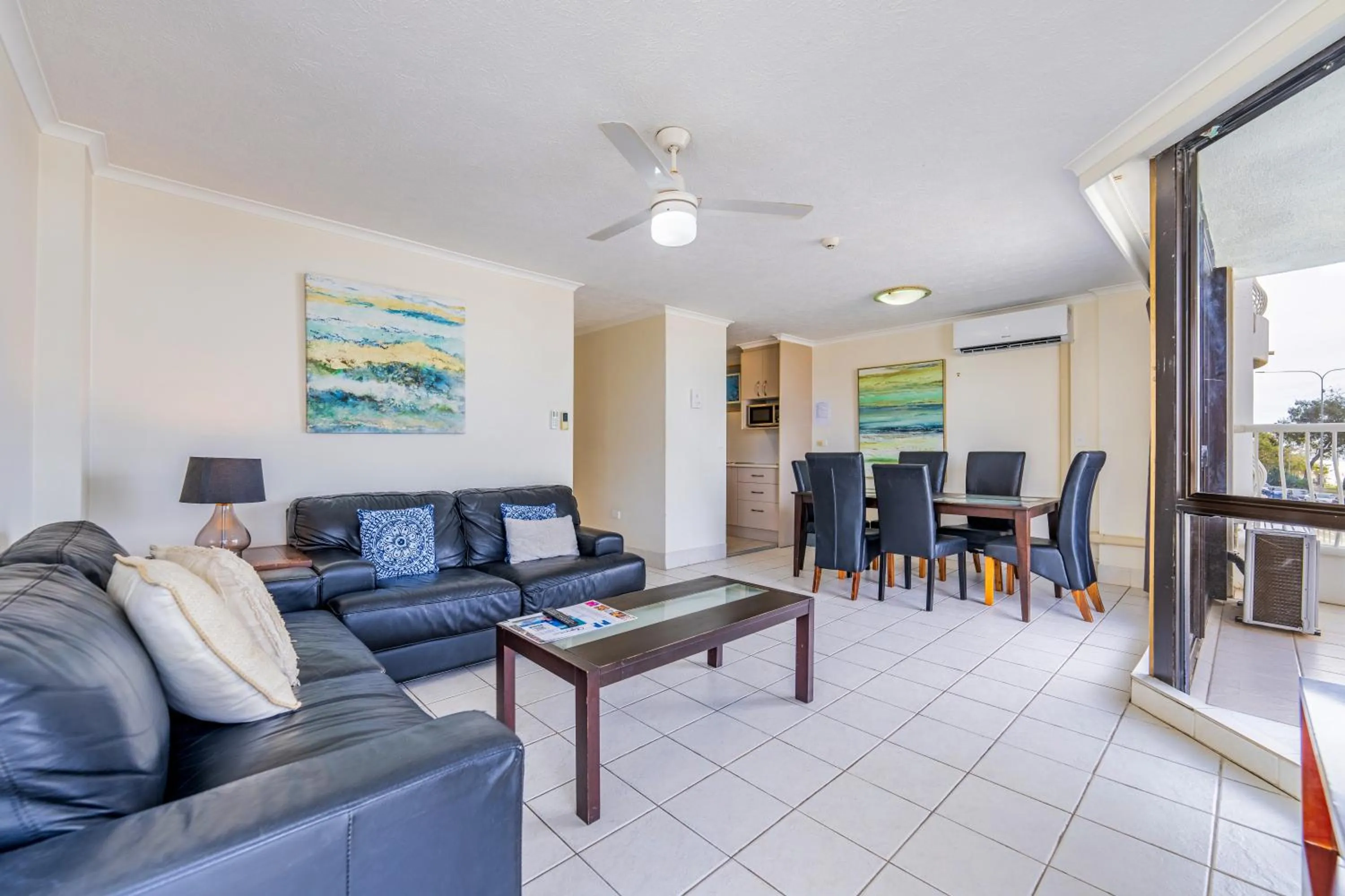 Living room in Olympus Beachfront Apartments