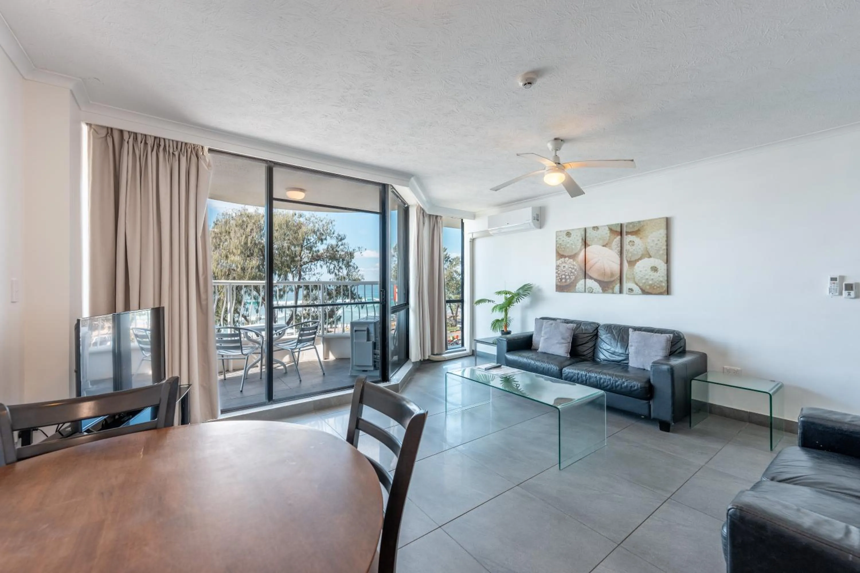 Living room in Olympus Beachfront Apartments