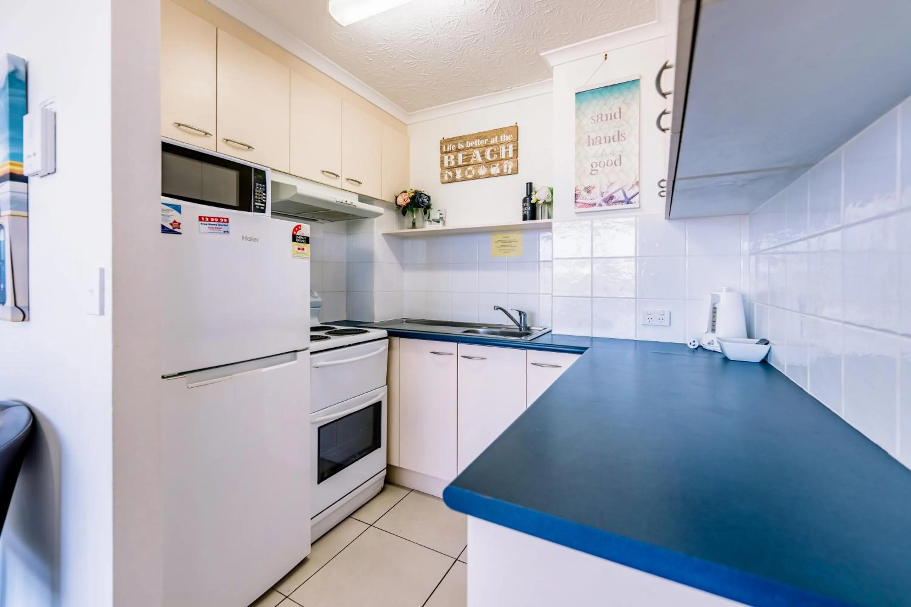 kitchen in Olympus Beachfront Apartments
