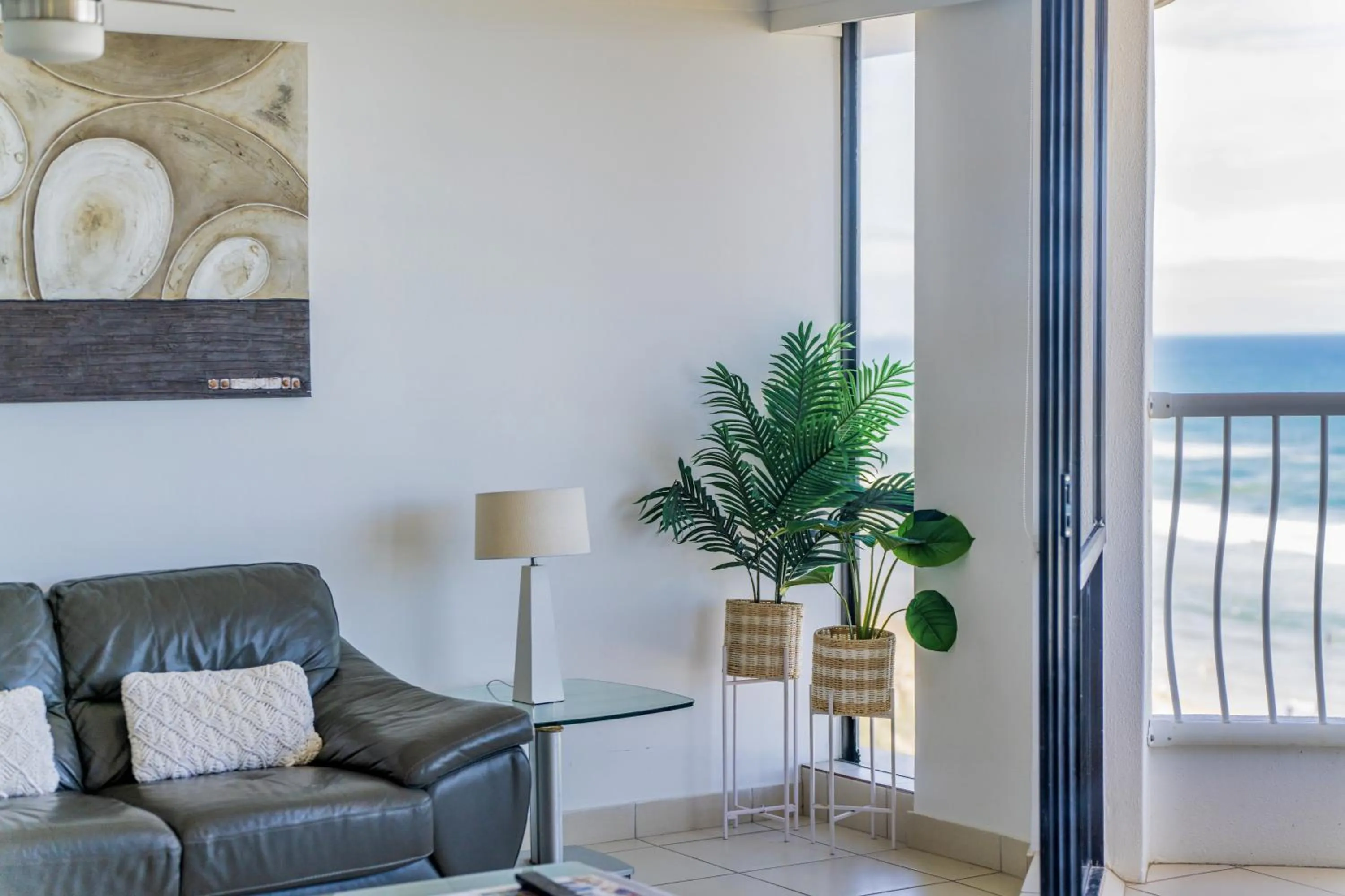Living room in Olympus Beachfront Apartments