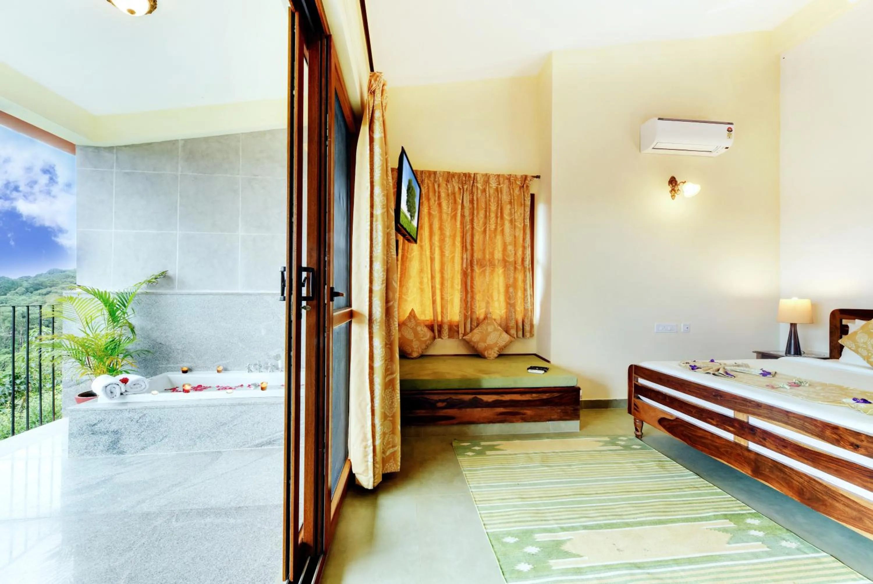 Balcony/Terrace, Bed in Heritage Resort Coorg