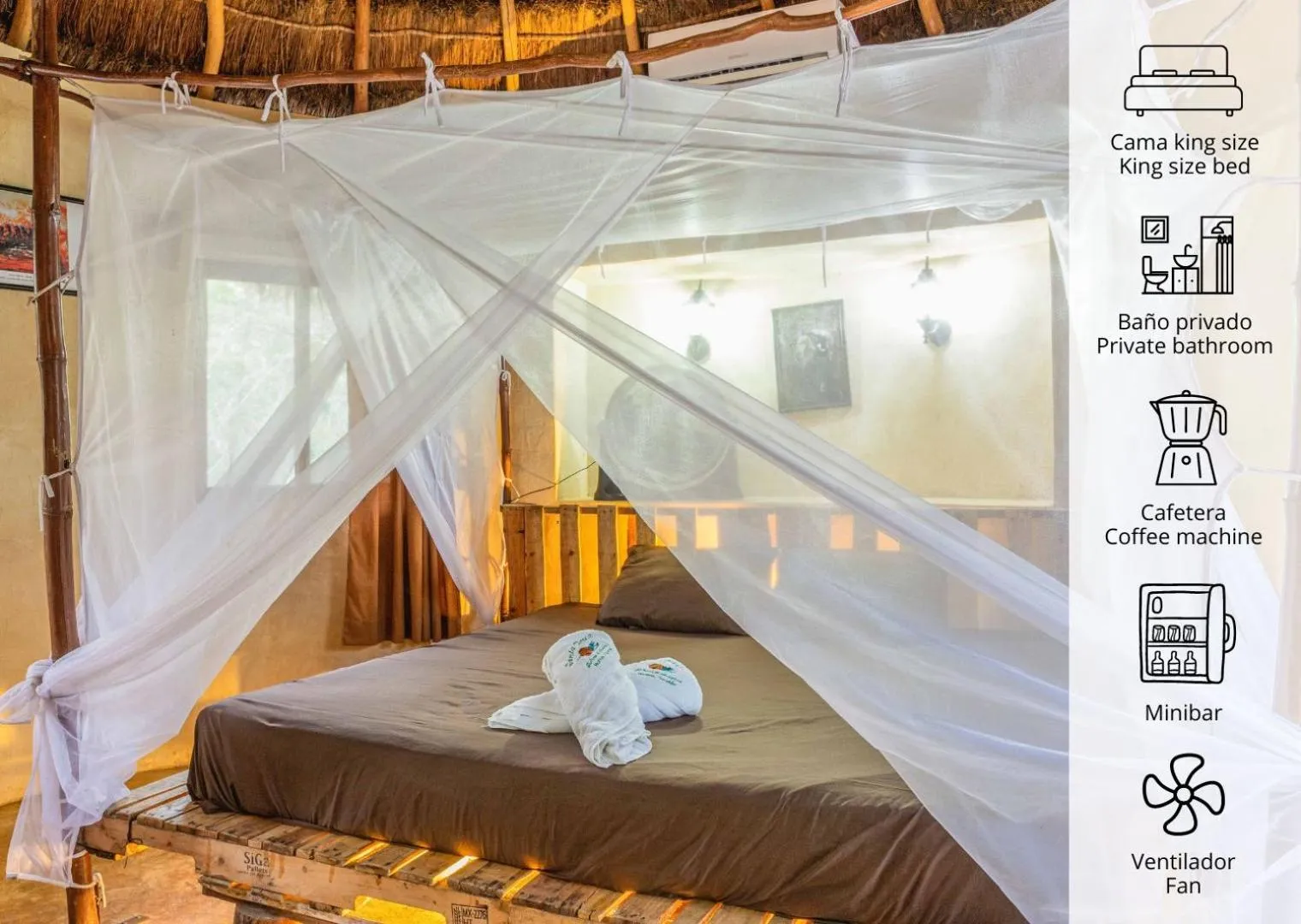 Photo of the whole room in Cabañas Santa Cruz Homún