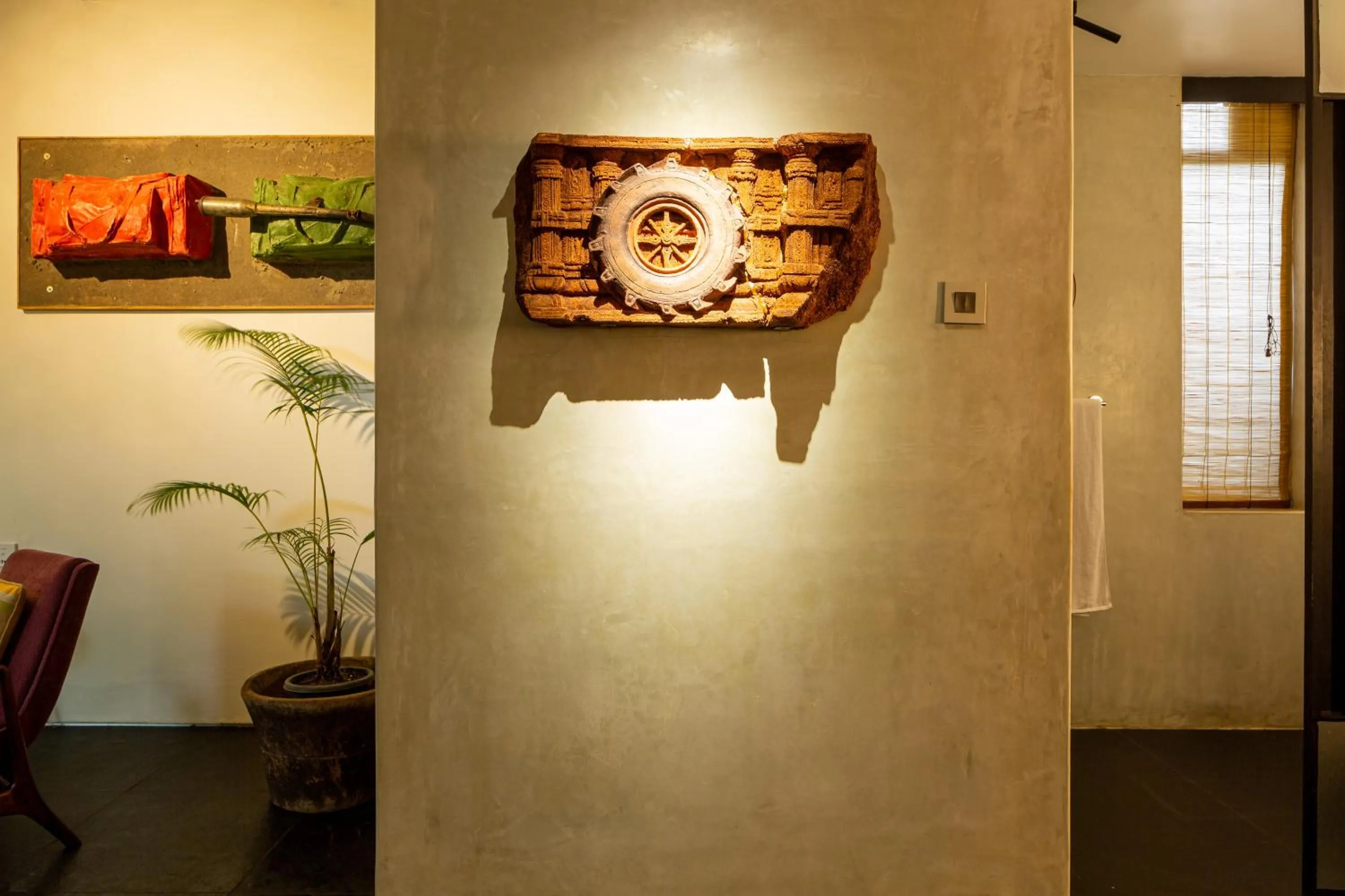 Decorative detail in The Postcard Mandalay Hall, Kochi