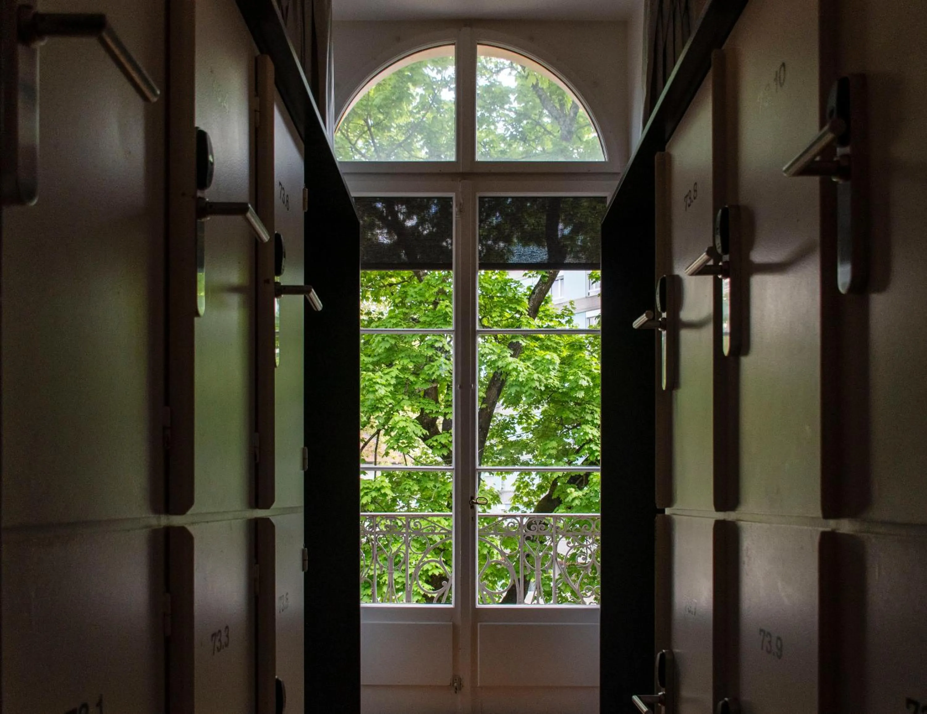 Inner courtyard view in Geneva Hostel