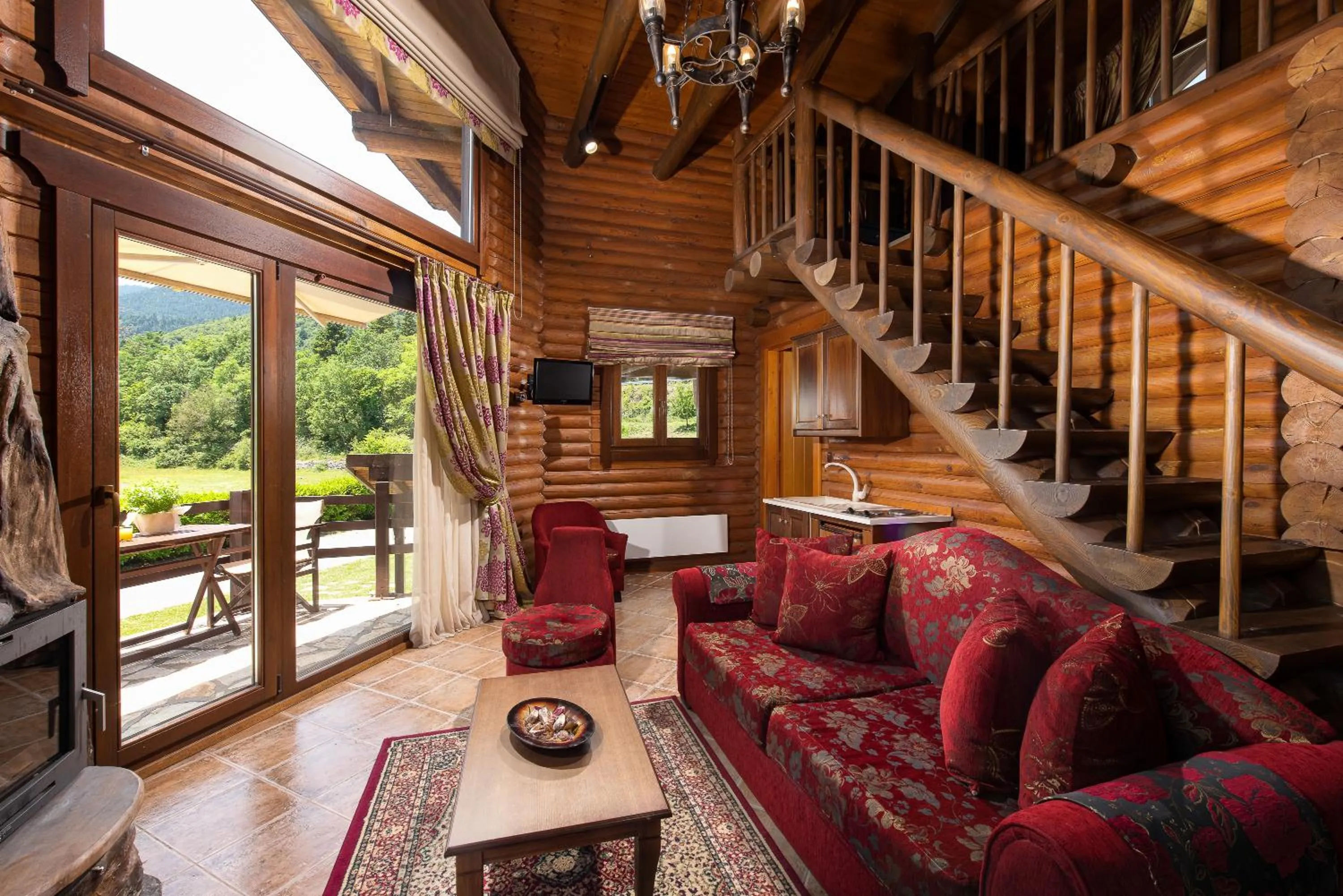 Seating area in Natura Chalets