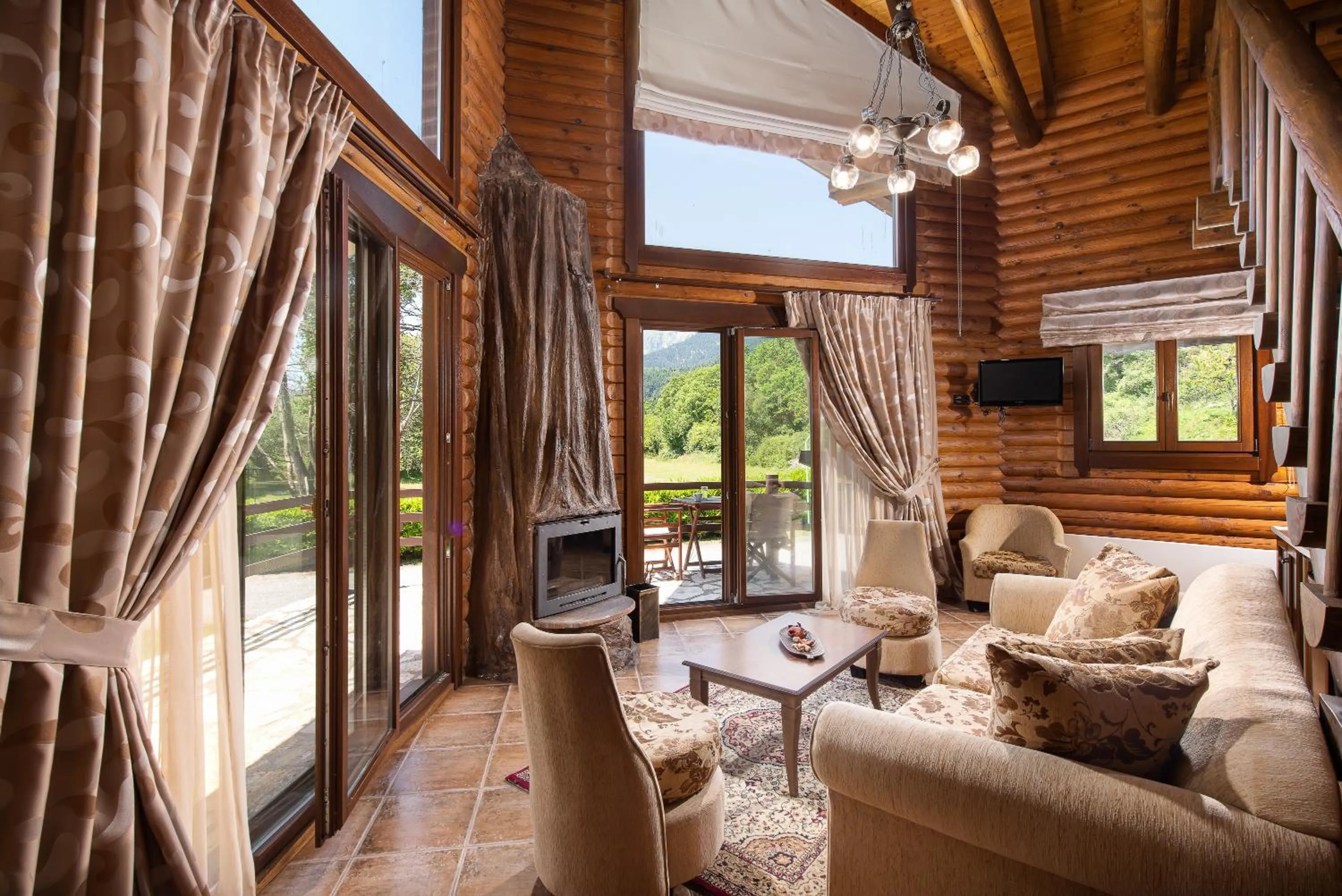 Seating area in Natura Chalets