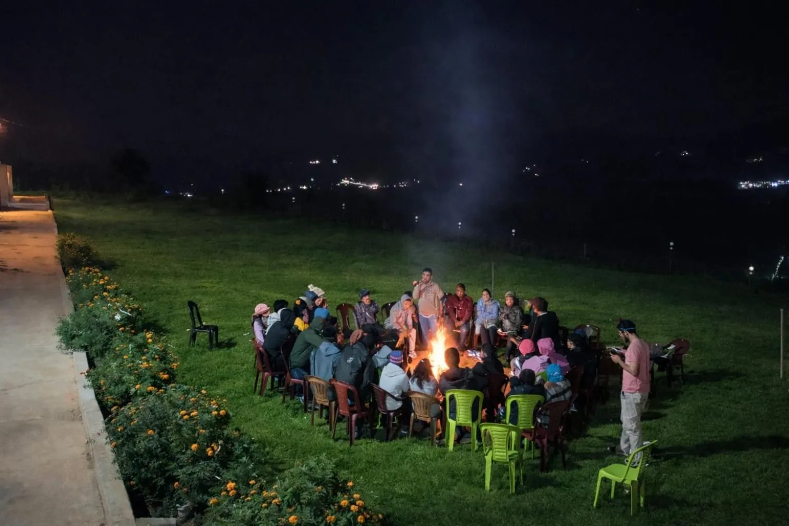 People in The Bowers Chalet Private Campfire & Lawn BBQ, WIFI, Breakfast Hill Top 360 degree view