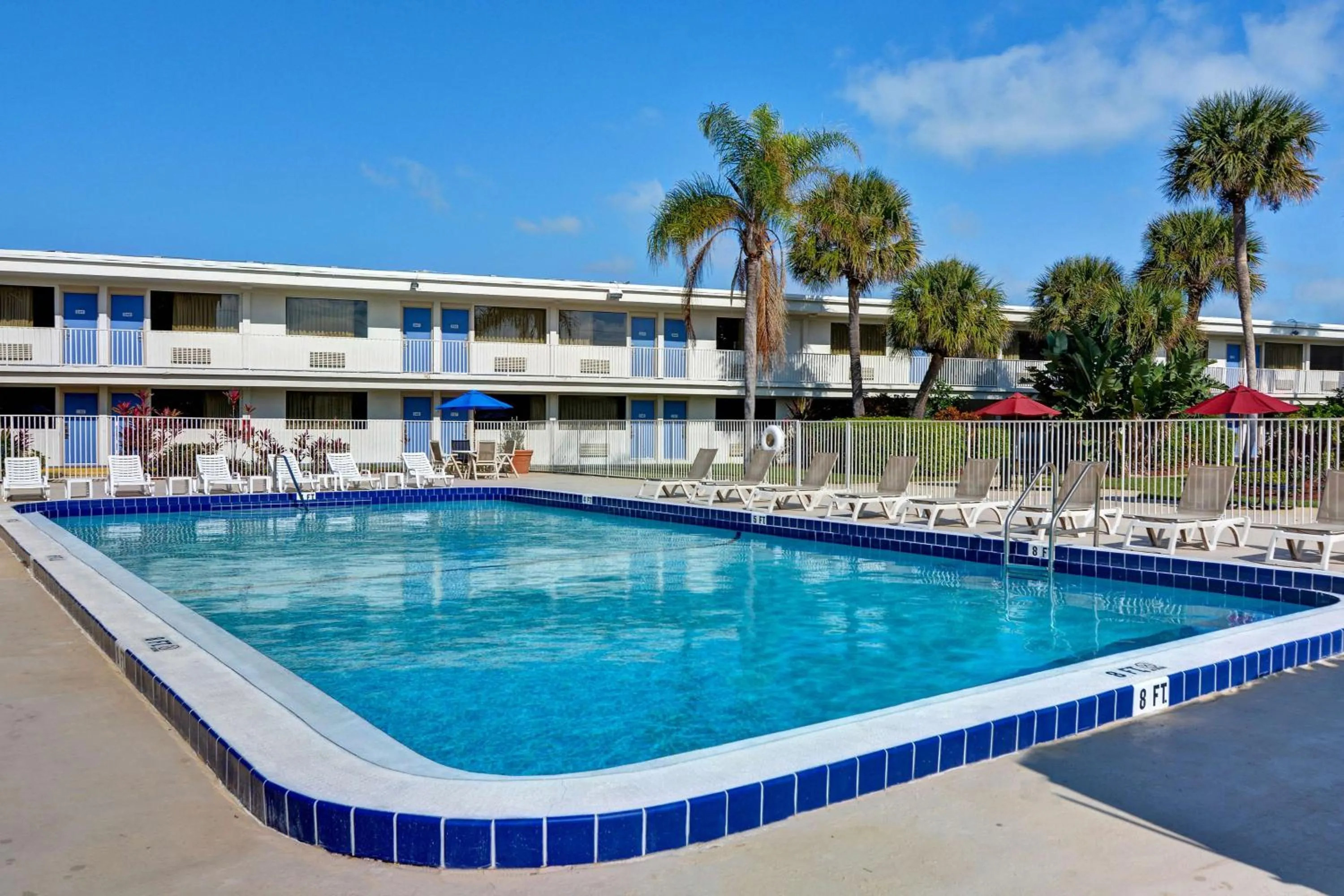 Pool view in Motel 6-Cocoa Beach, FL