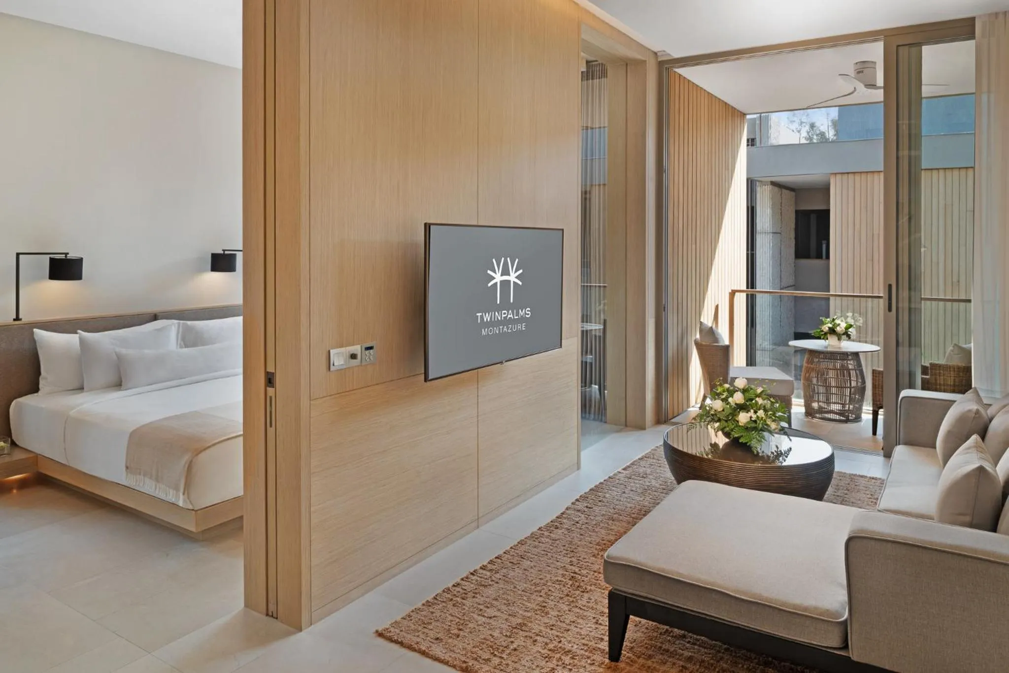 Living room, Bed in Twinpalms MontAzure Phuket