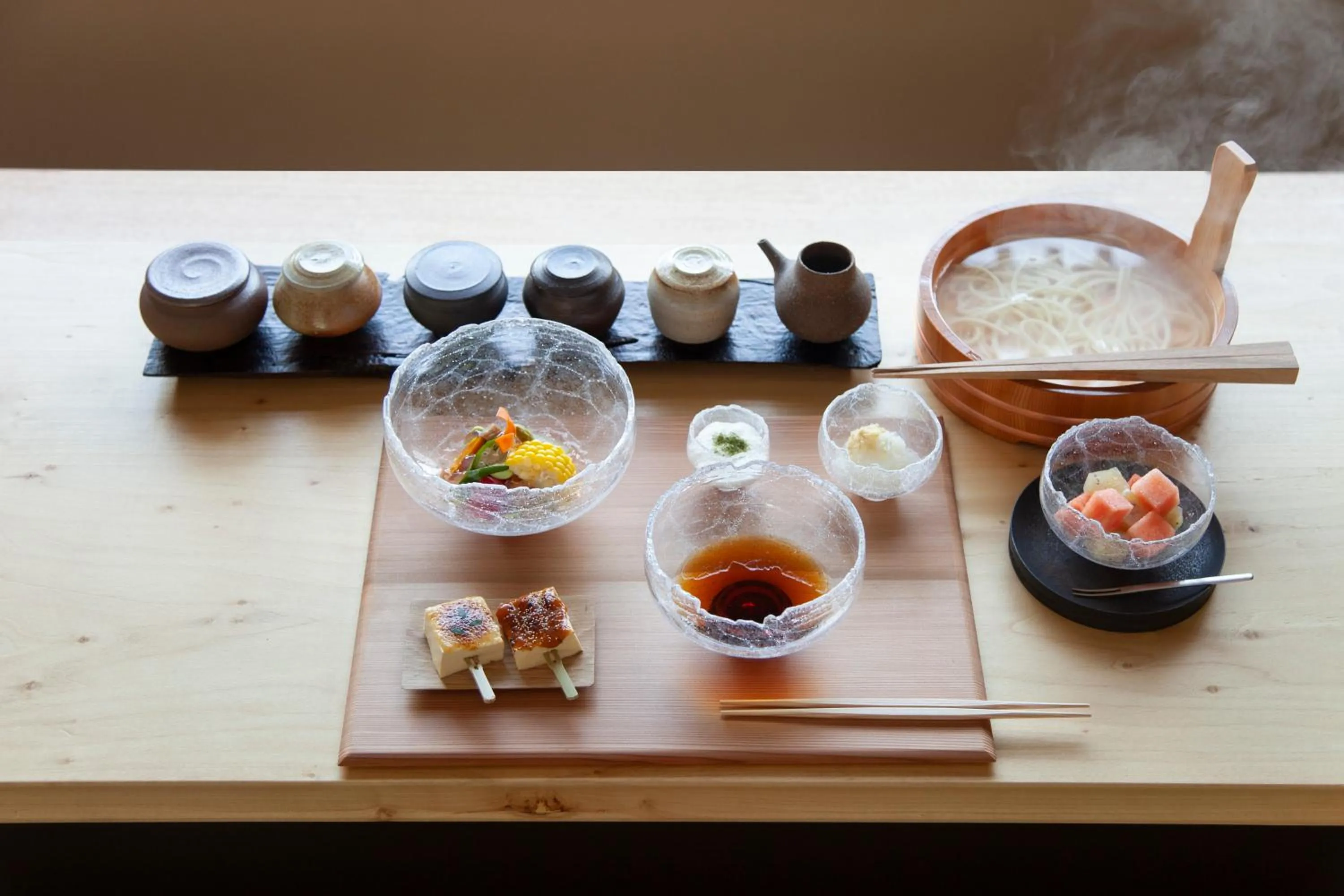 Food and drinks in modern ryokan kishi-ke