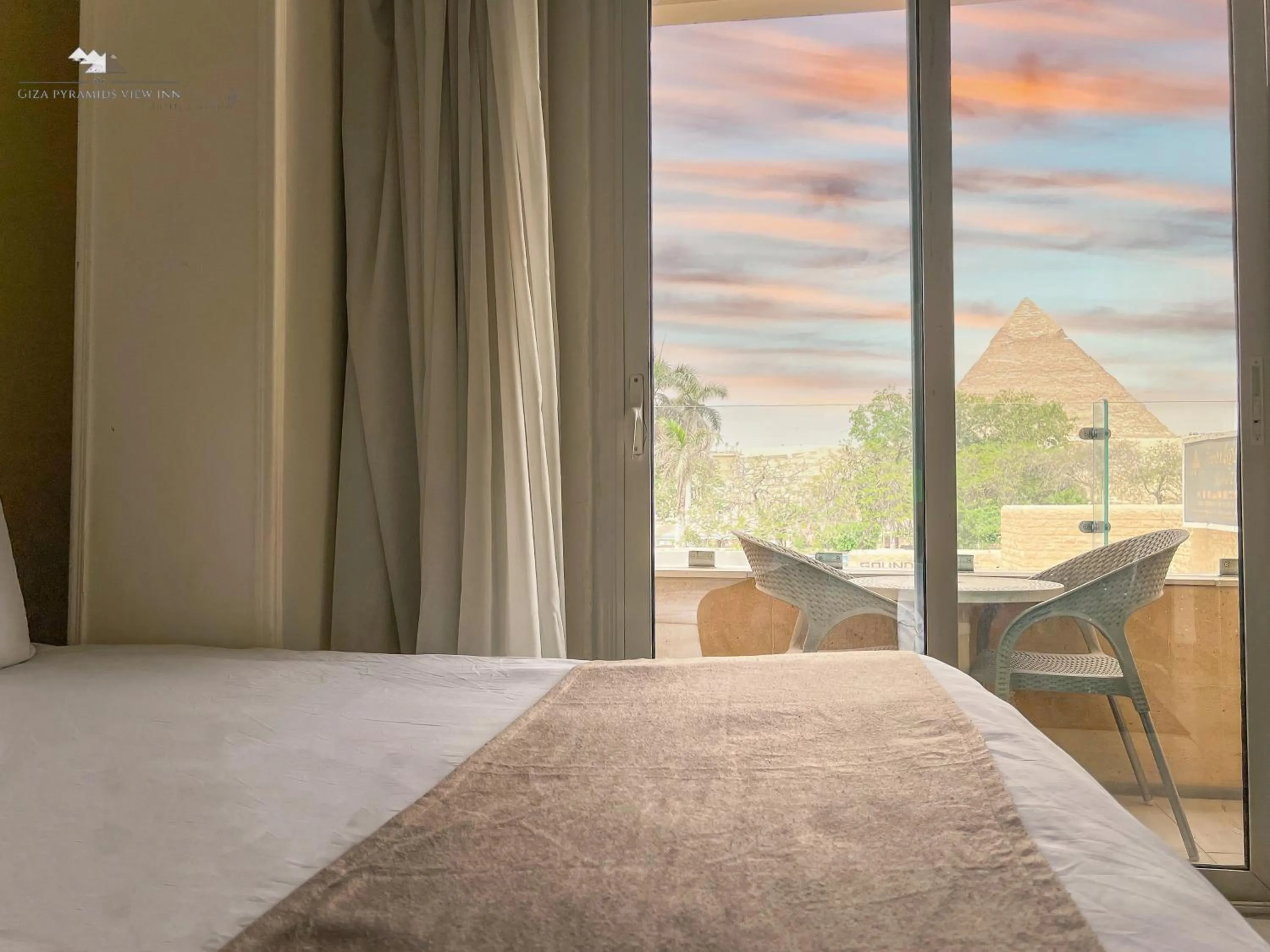 View (from property/room), Bed in Giza Pyramids View Inn
