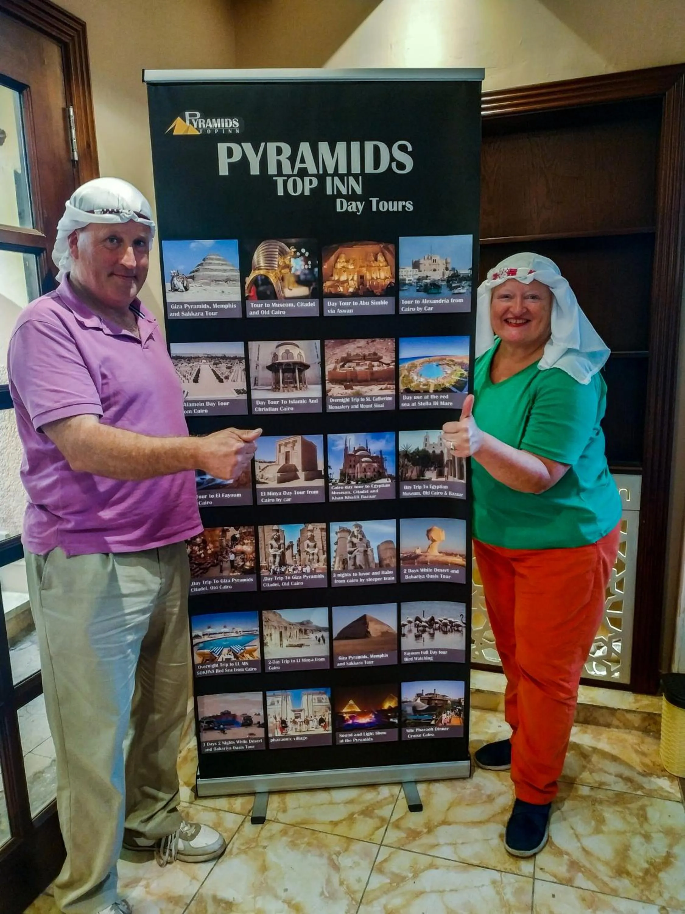 People in Pyramids Top Inn