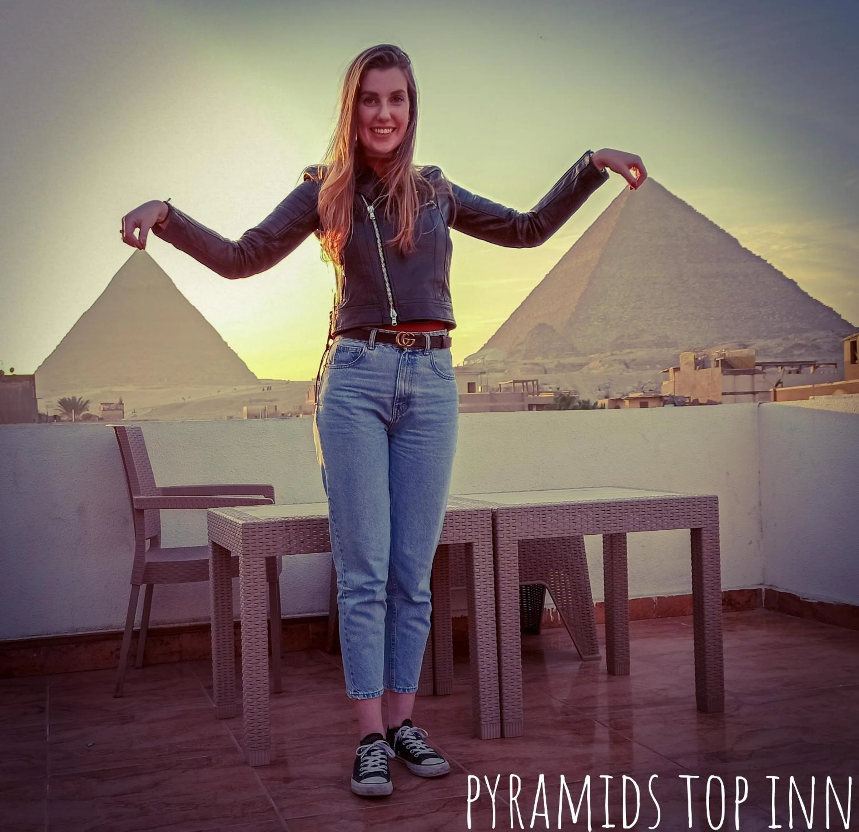 People in Pyramids Top Inn