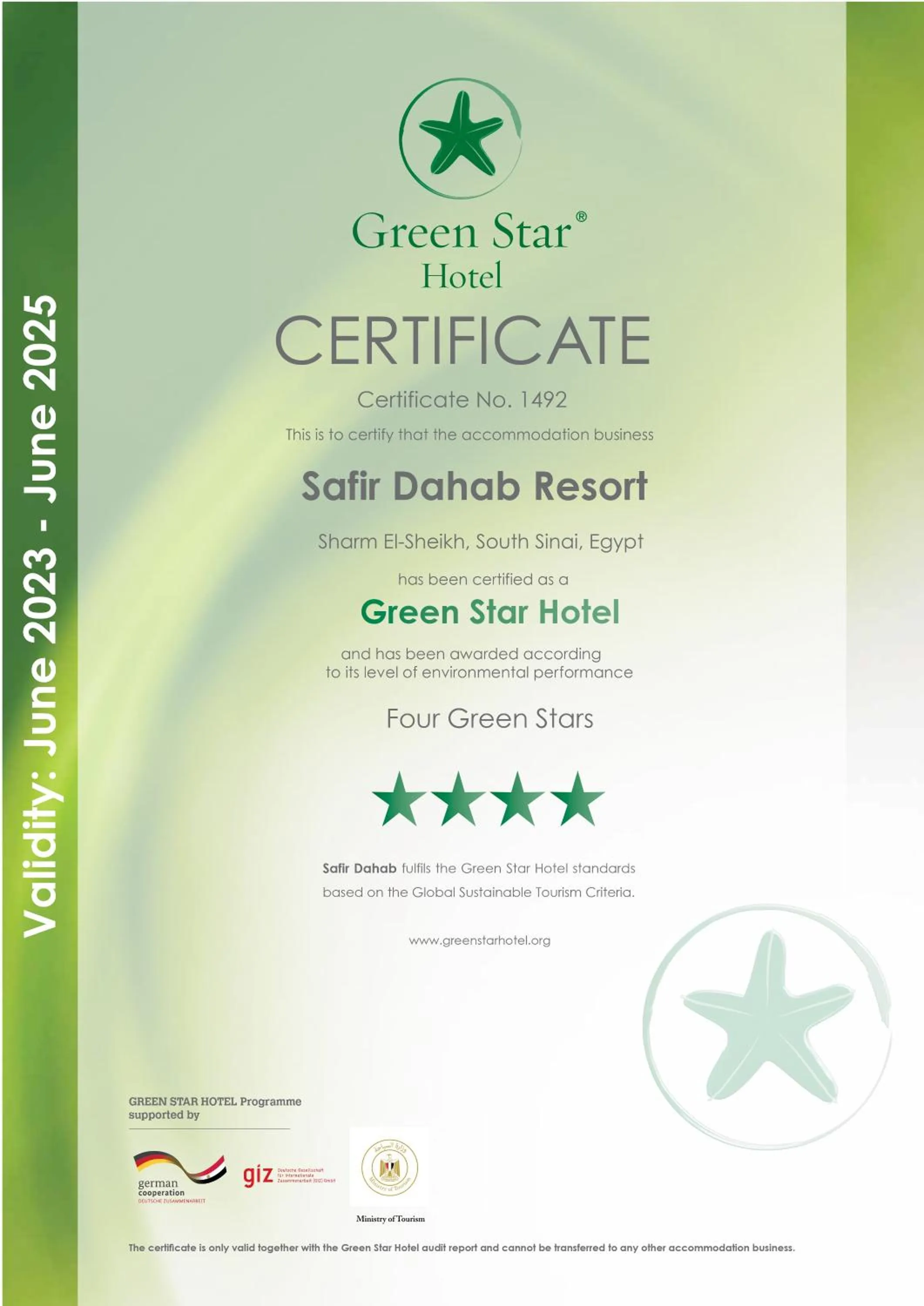 Logo/Certificate/Sign in Safir Dahab Resort