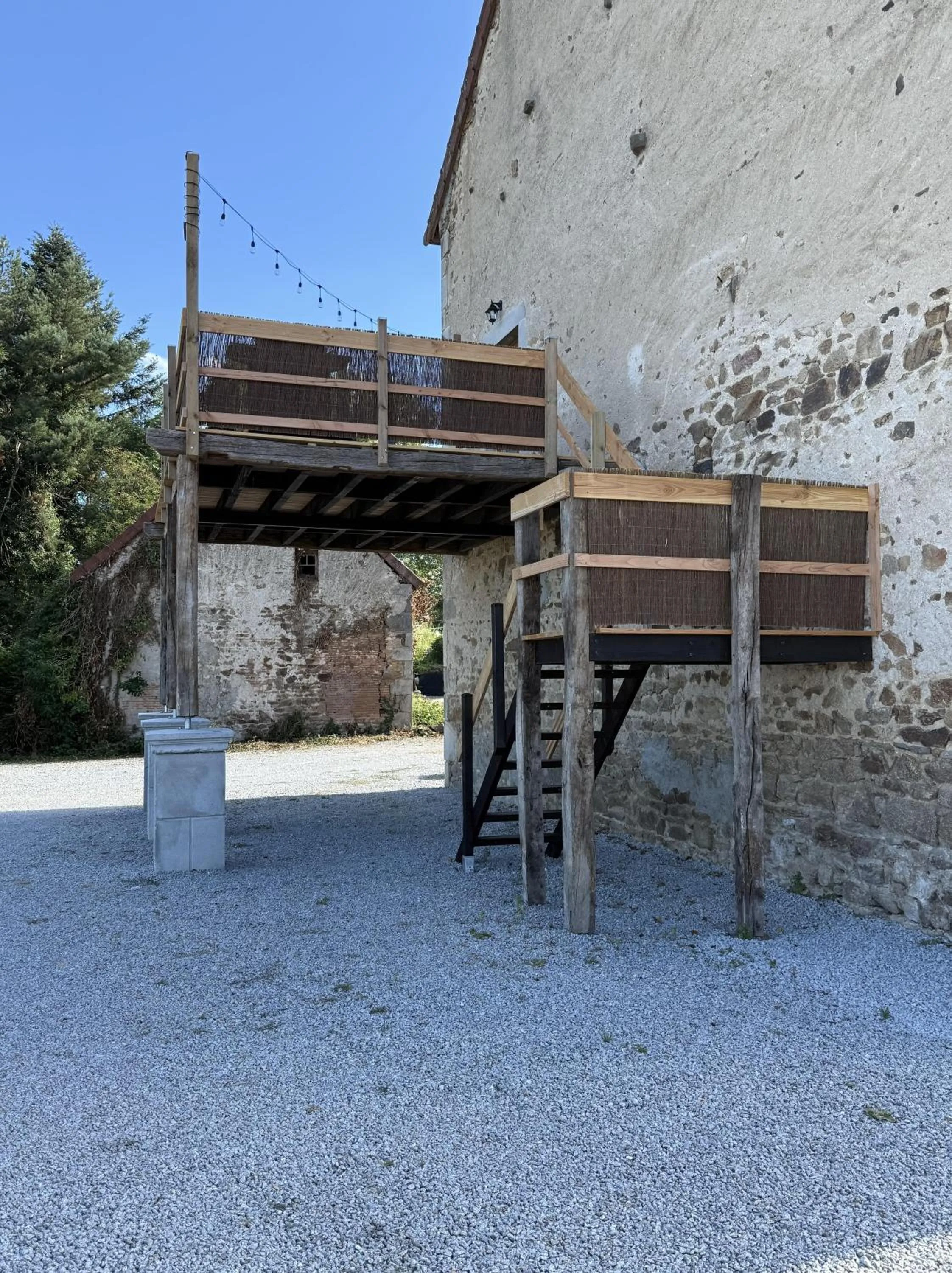 Balcony/Terrace in Gites Le Grand Tornage holiday fun for the whole family