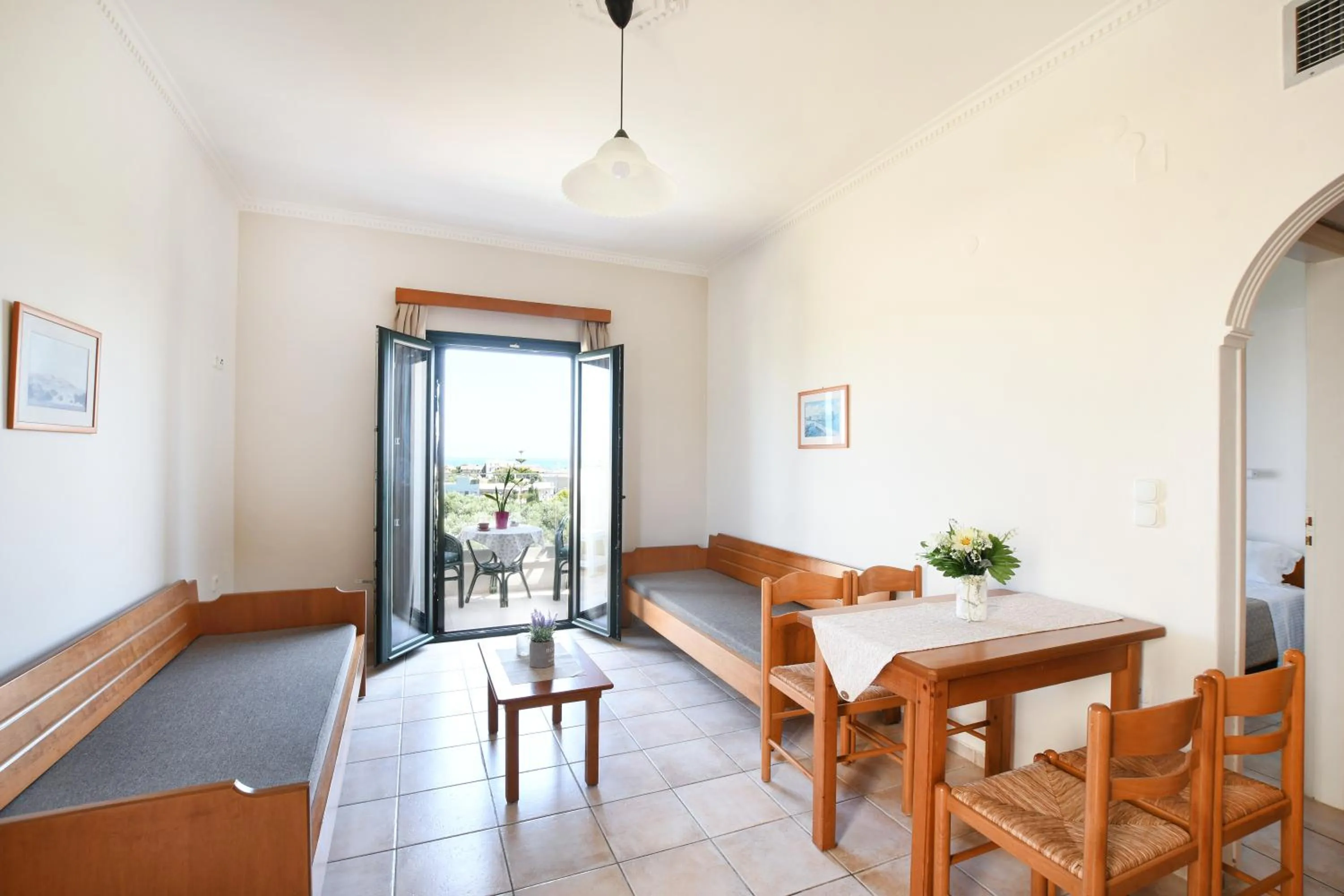 Seating area in Aspri Petra Apartments