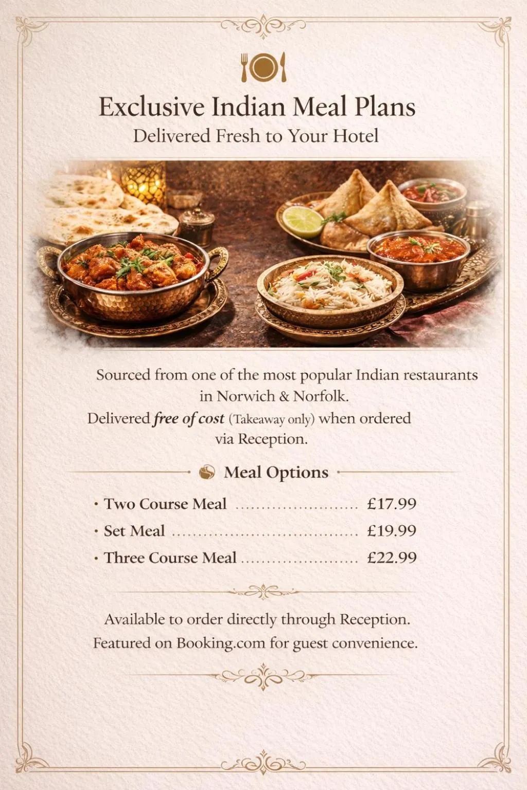 Food and drinks in Revado Hotel, Norwich City Centre