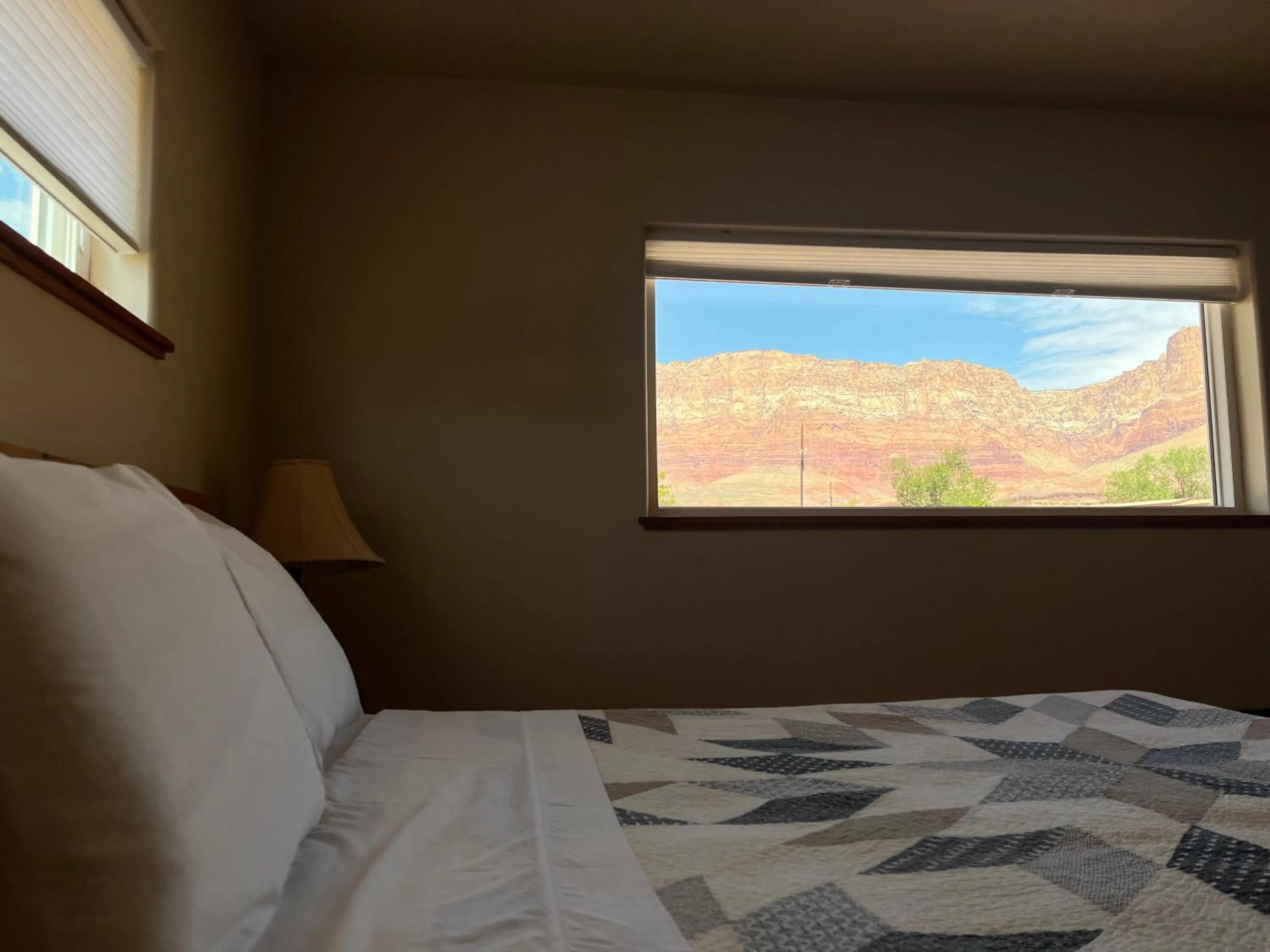 View (from property/room), Bed in Lee's Ferry Lodge at Vermilion Cliffs