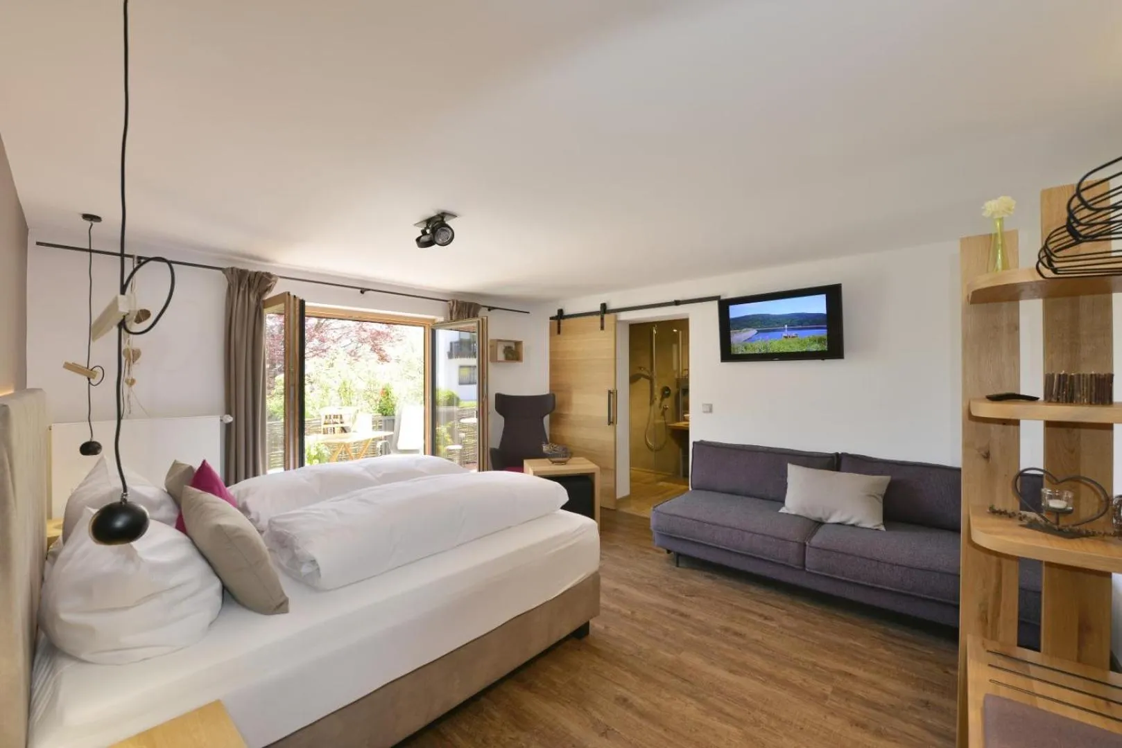 Balcony/Terrace, Bed in Pension Waldkristall