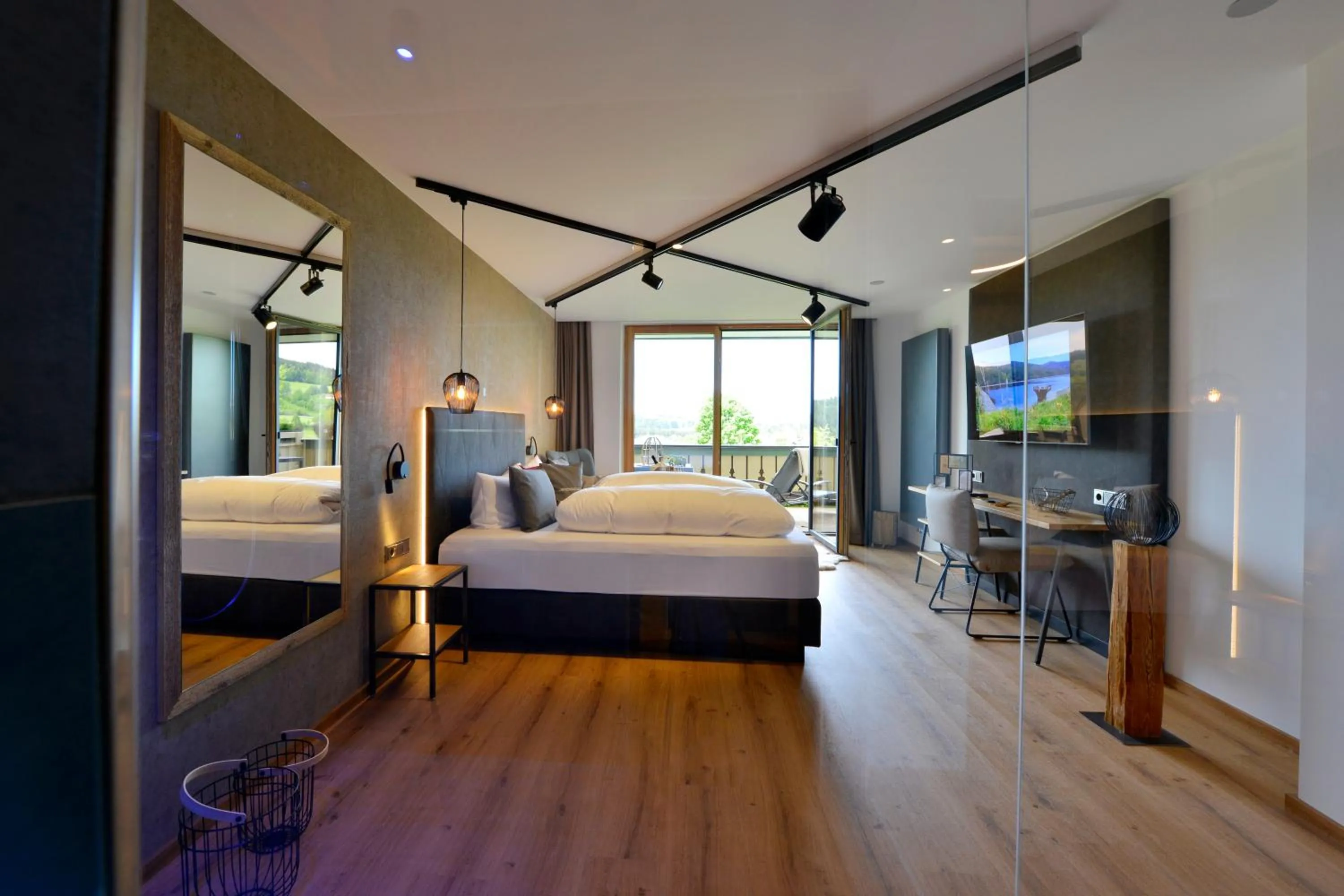 Mountain view, Bed in Pension Waldkristall