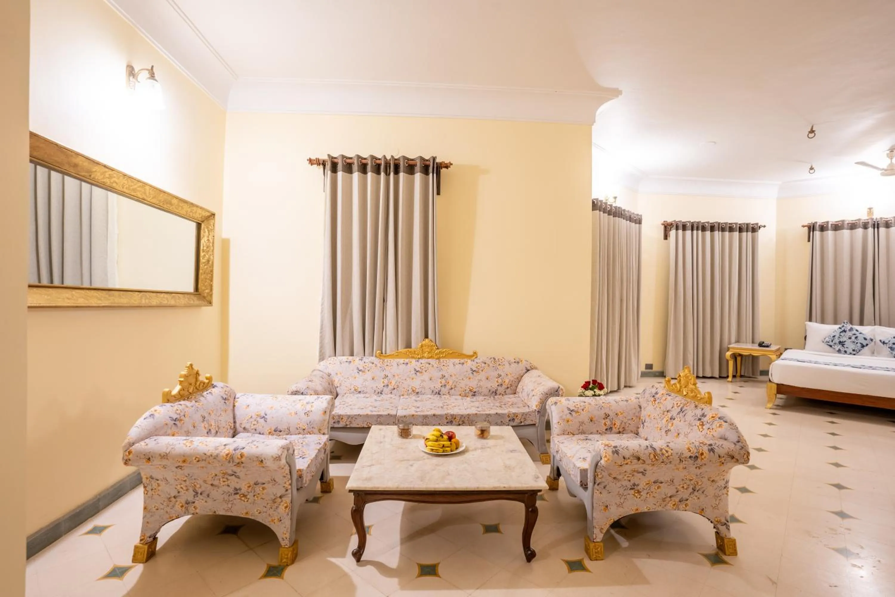 Seating area, Bed in JuSTa Alwarbagh Sariska