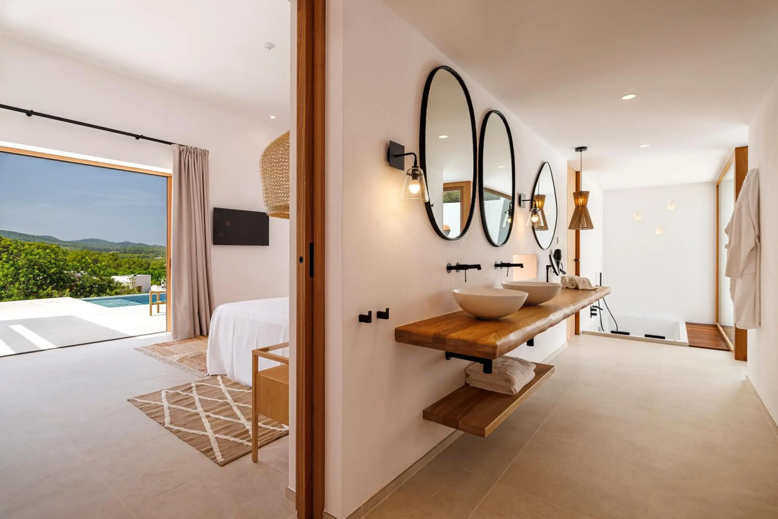 Bathroom, Bed in Can Lluc Boutique Country Hotel & Villas, a member of Beyond Green Bathroom, Bed in Can Lluc Boutique Country Hotel & Villas, a member of Beyond Green