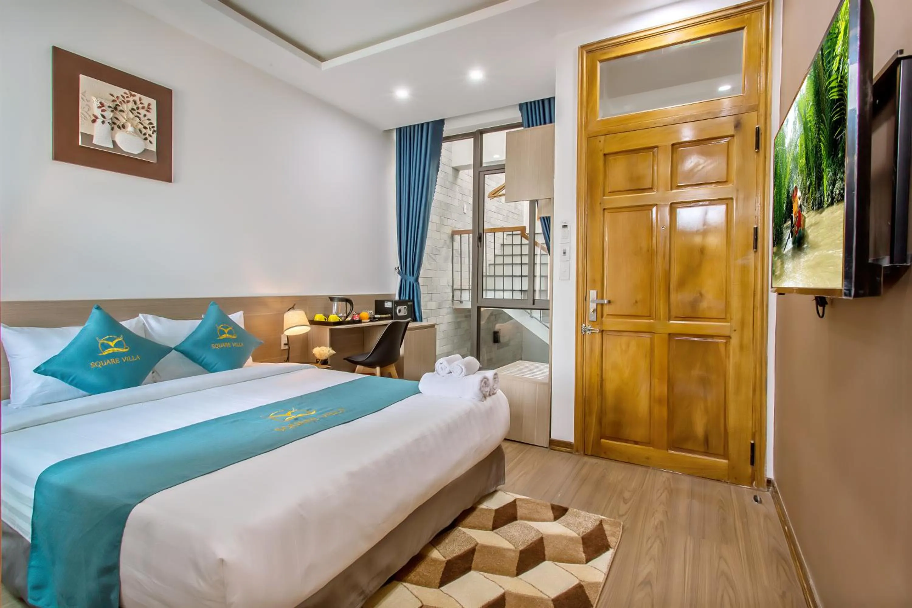 Living room, Bed in Square Villa Hoi An