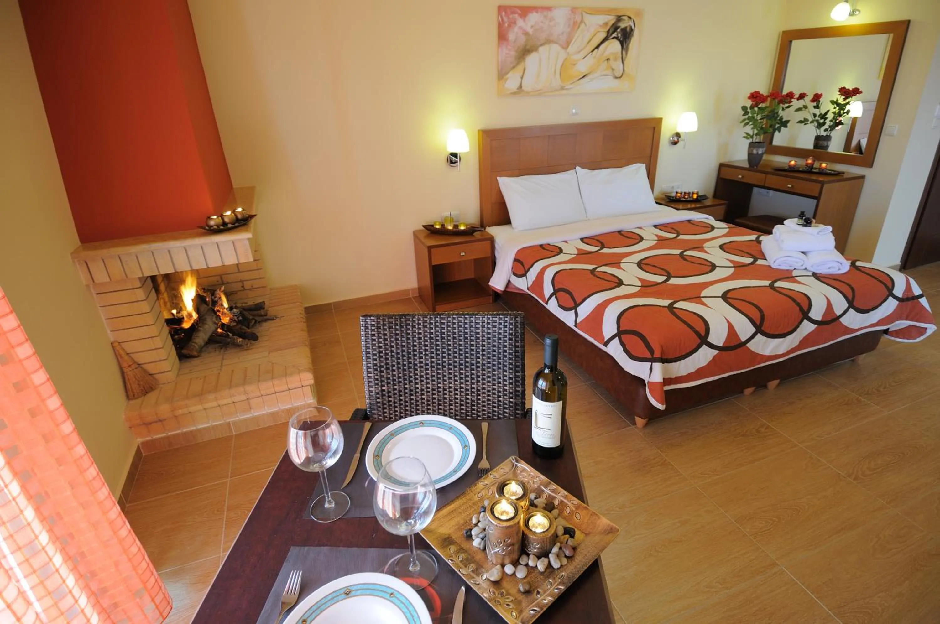 Bed in Faros Luxury Suites