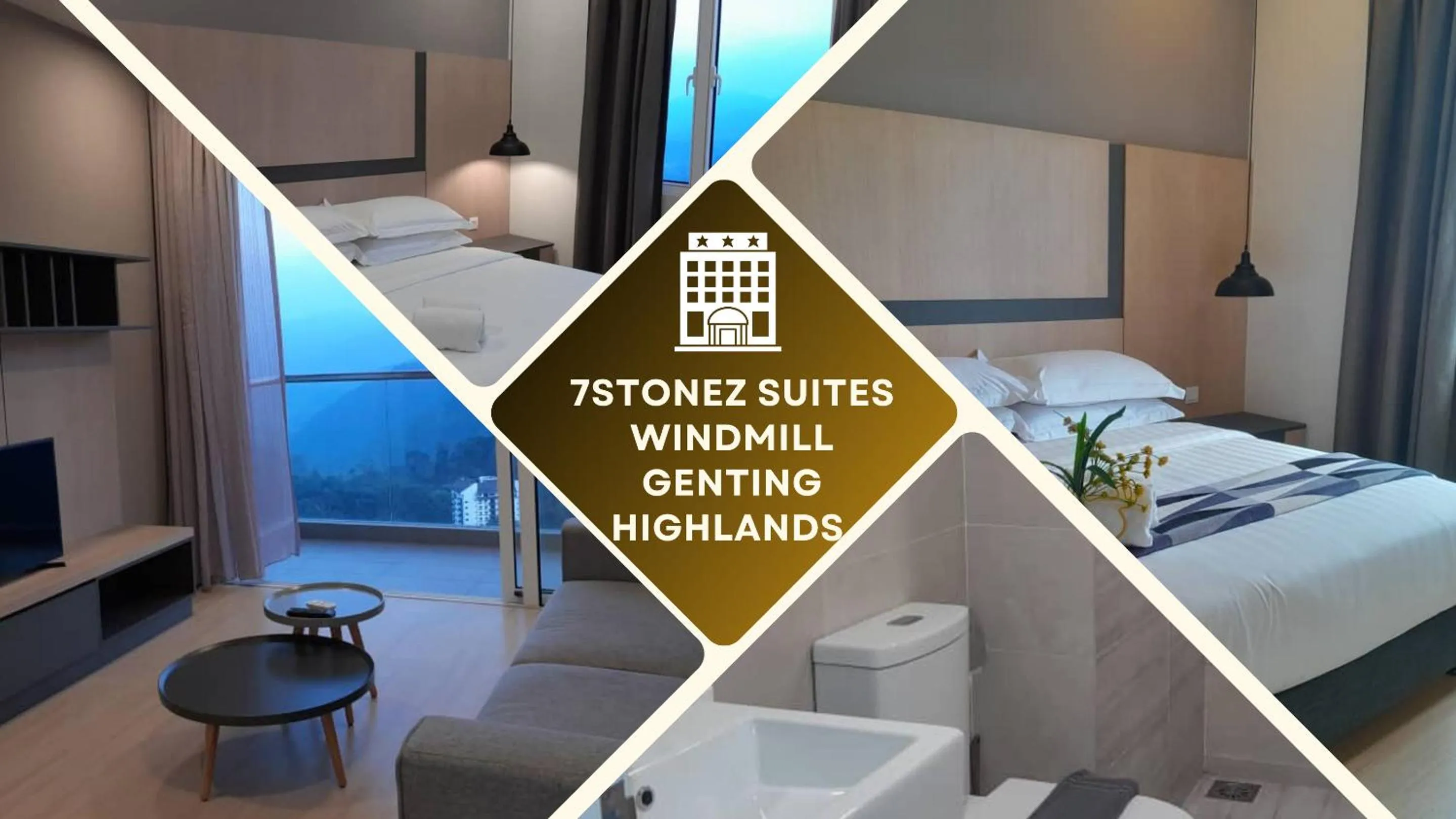 Text overlay, Bed in 7Stonez Suites Windmill Genting Highlands