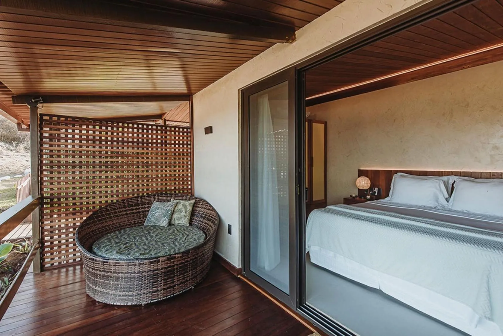 Balcony/Terrace, Bed in Pousada Naonda