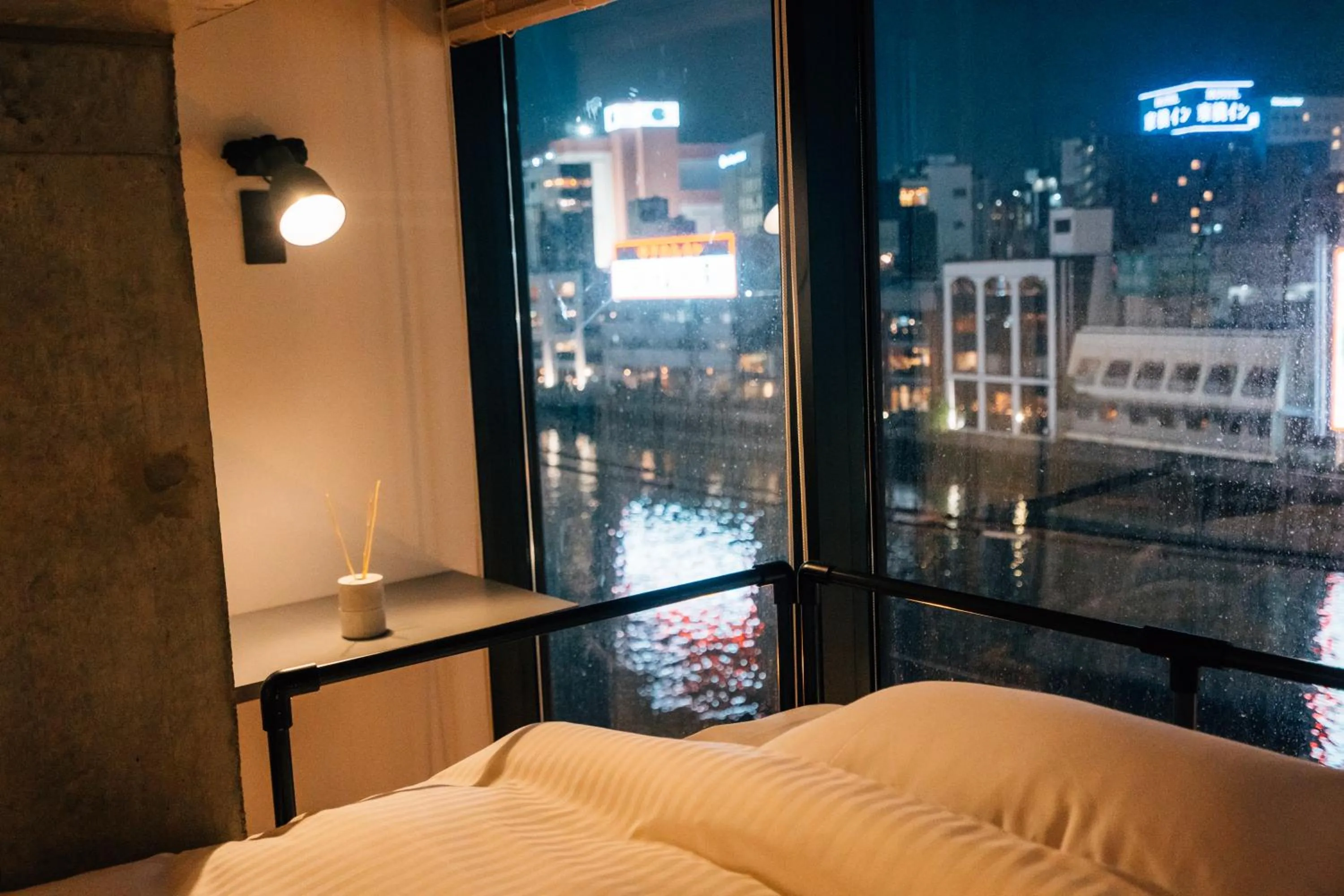 Night, Bed in ZONK HOTEL Nakasu-Deaibashi