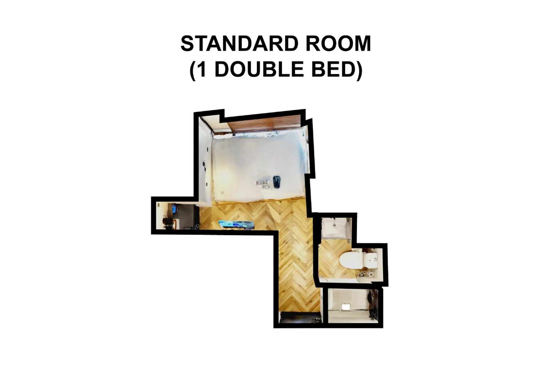 Floor plan, Bed in ZONK HOTEL Nakasu-Deaibashi